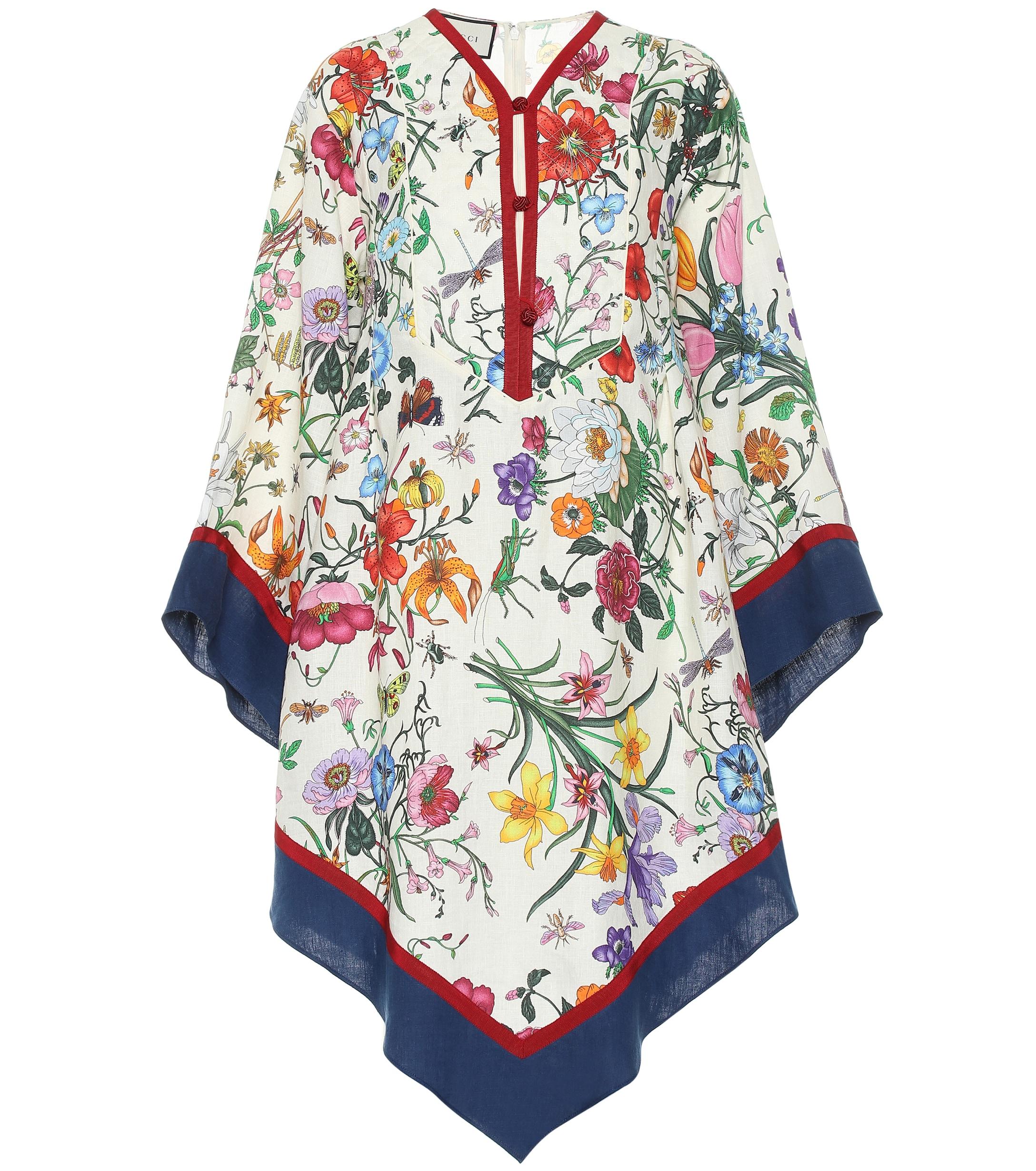 Gucci Floral Linen Kaftan | Lyst