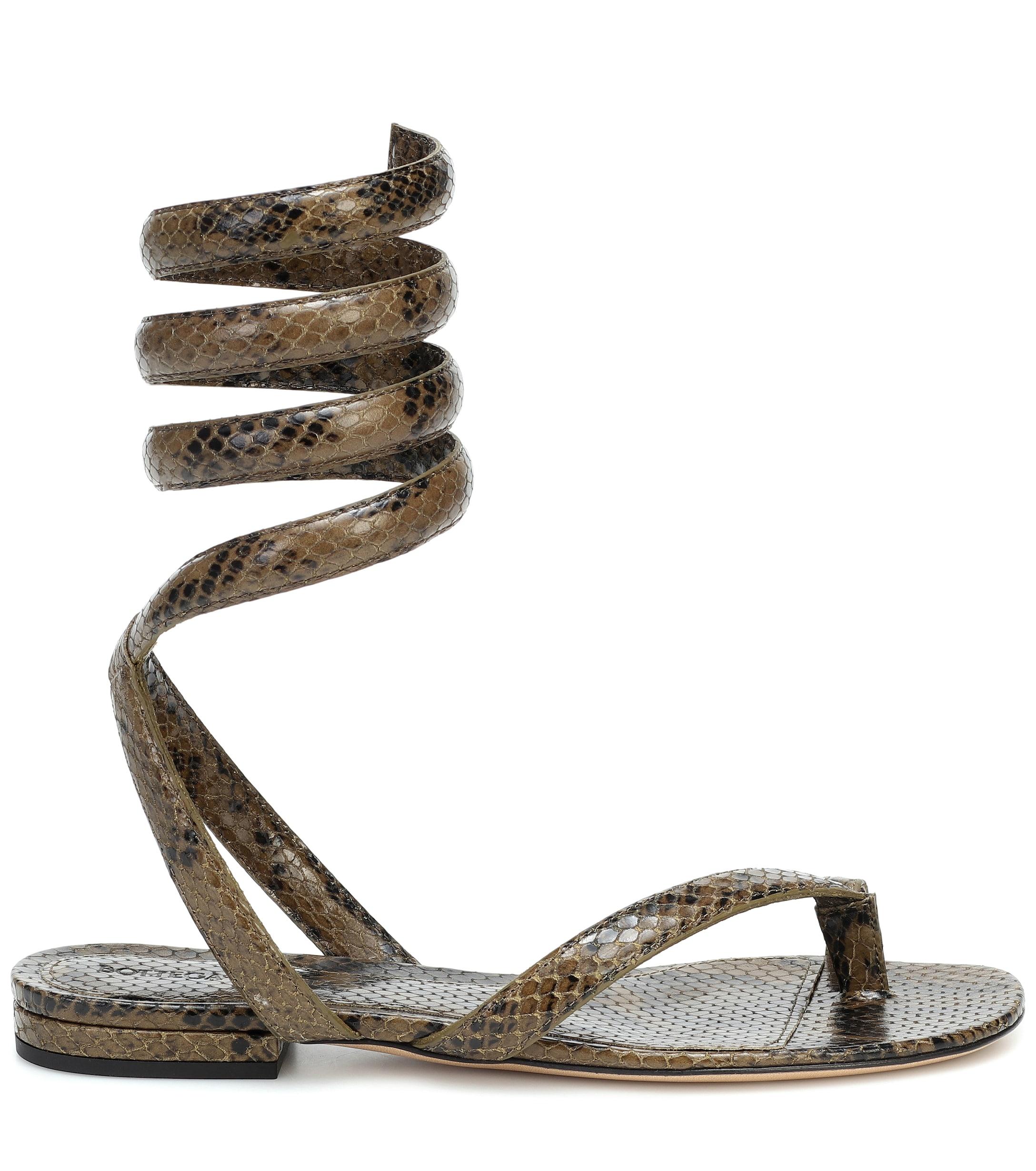 Bottega Veneta Bv Spiral Snake-effect Leather Sandals | Lyst