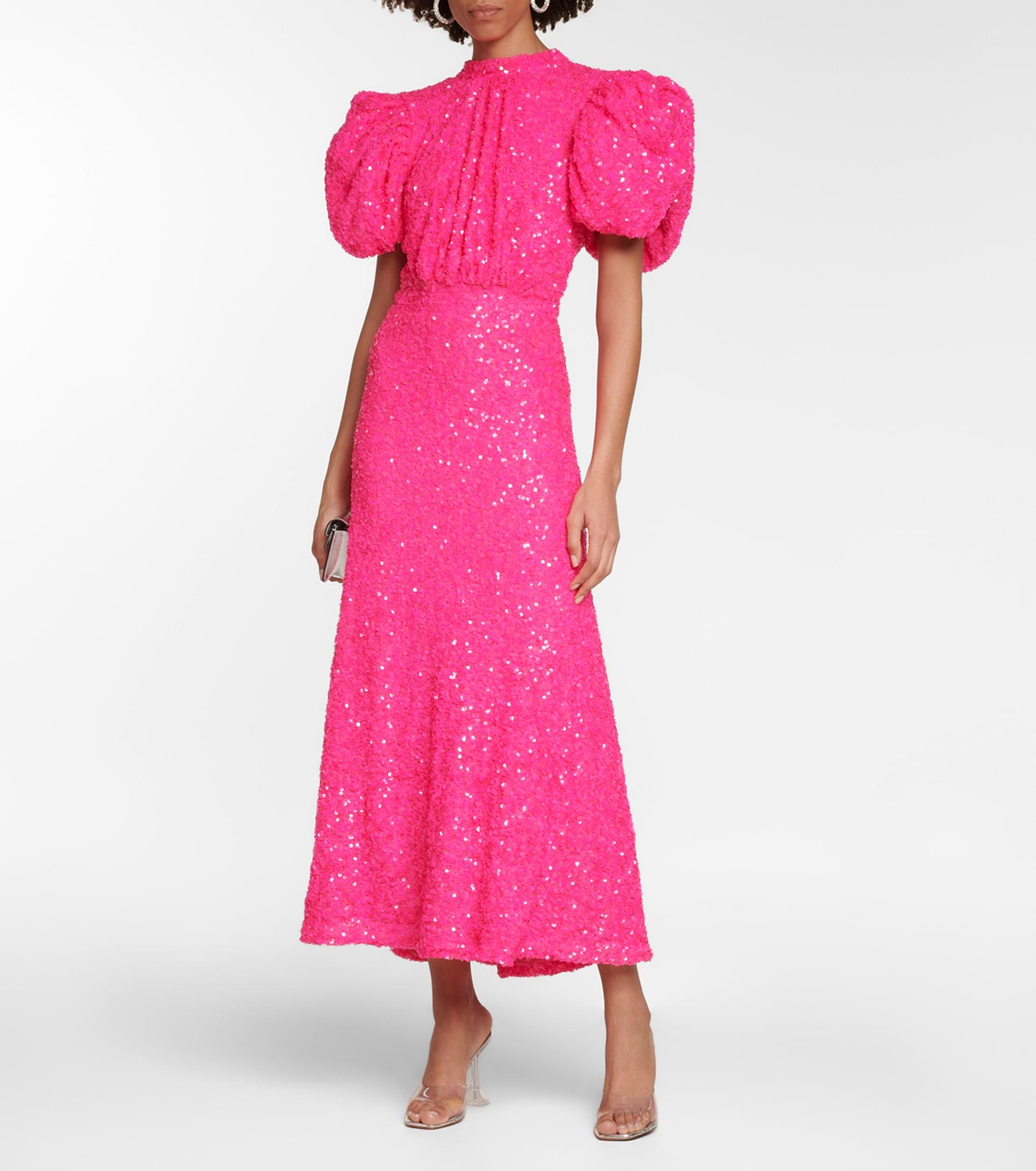 【ROTATE】★SEQUINS PUFF SLEEVE DRESS スパンコールドレス Sequined puff-sleeve midi dress in gold - Rotate | Mytheresa