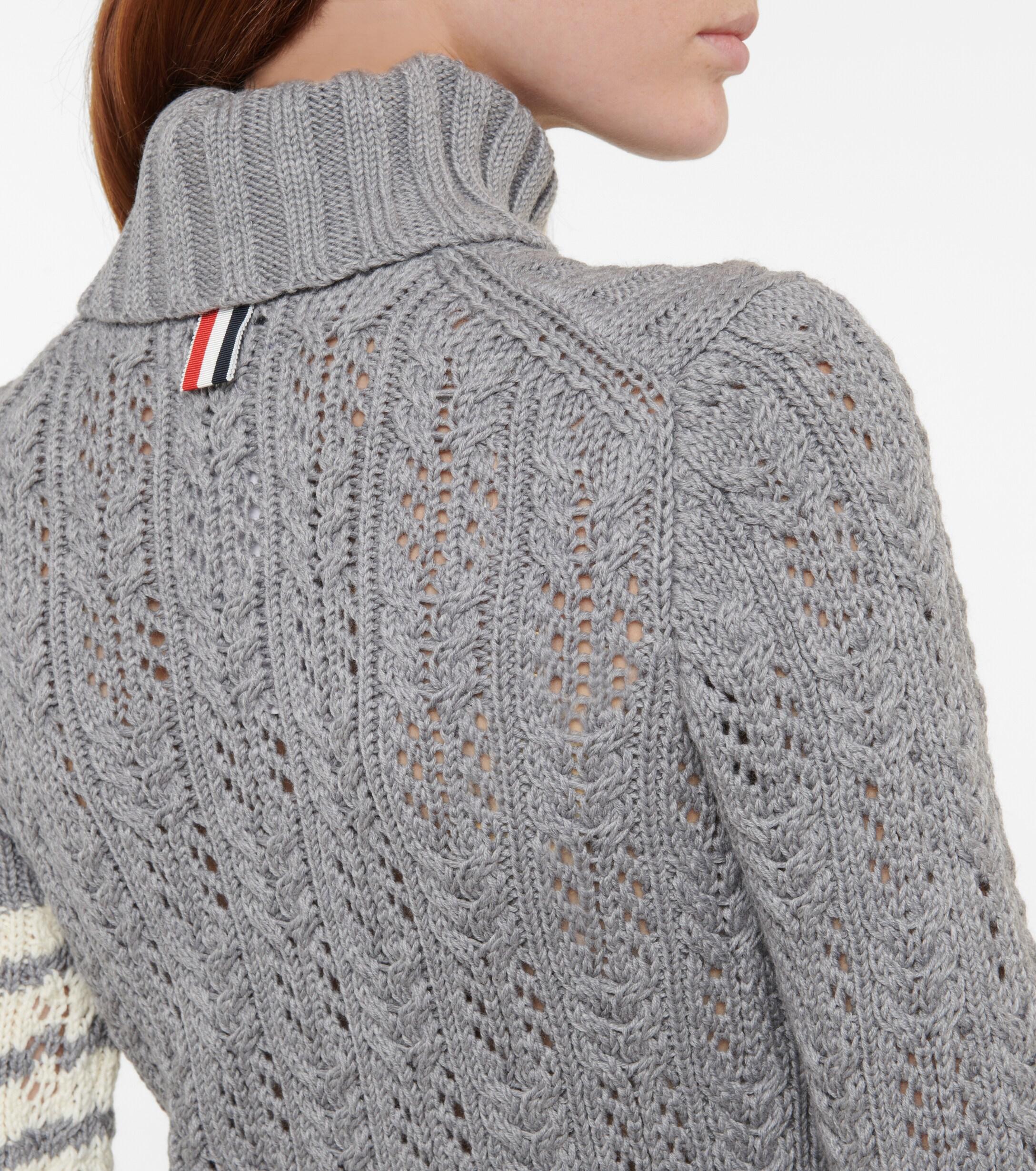 Grey Womens Clothing Jumpers and knitwear Turtlenecks Thom Browne Wool Turtleneck Sweater in Grey 