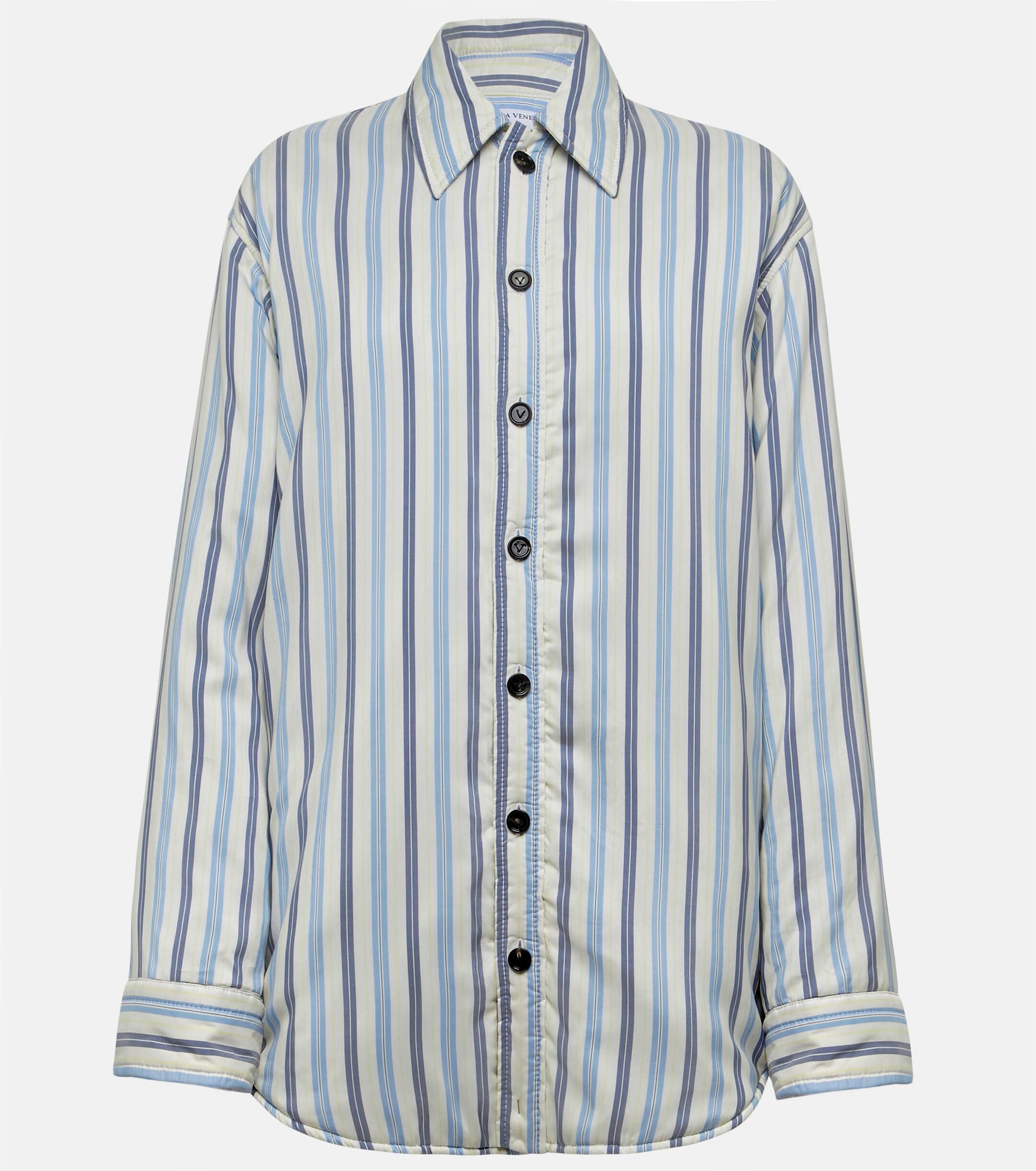 Padded Striped Silk Shirt Jacket