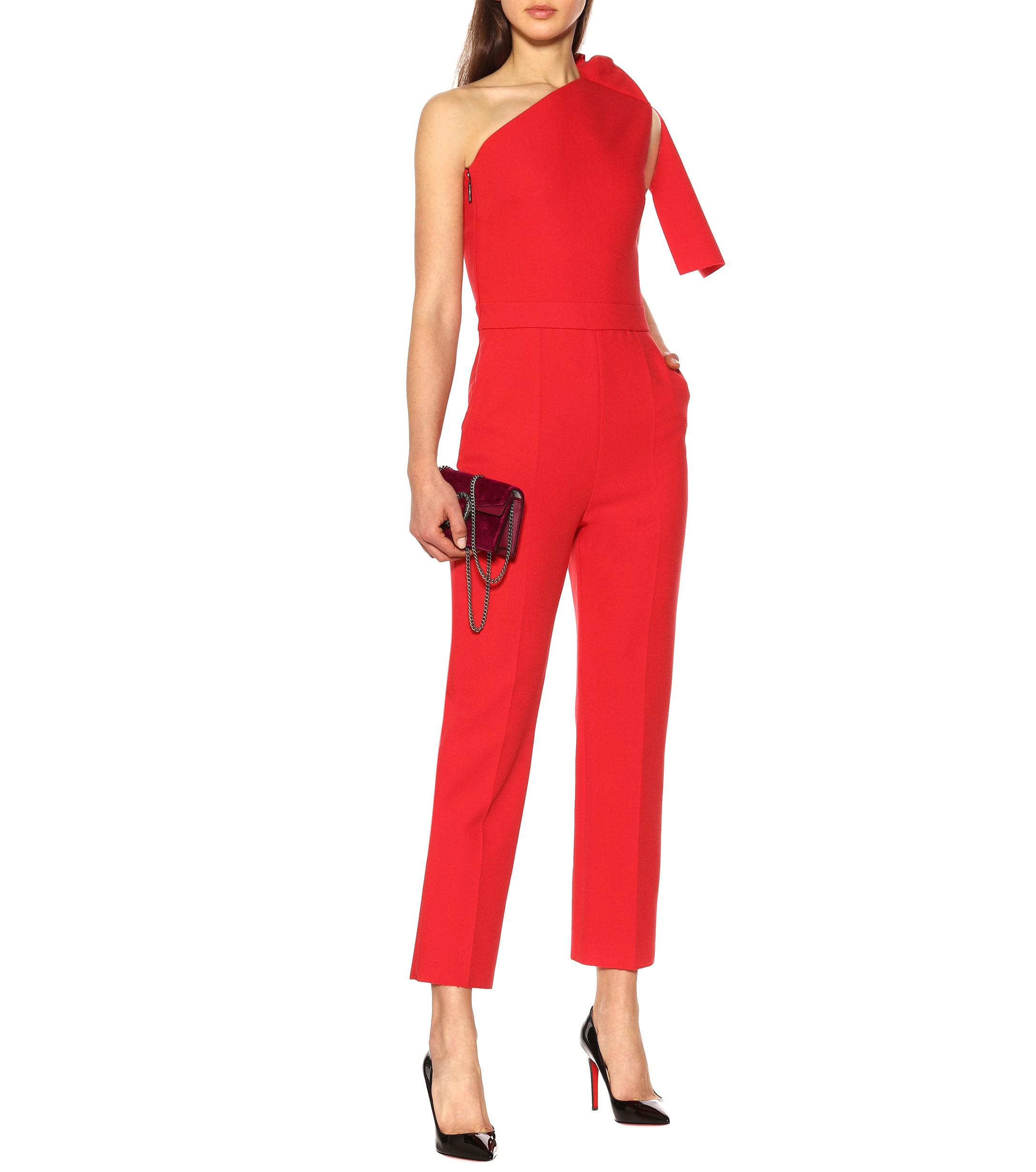 red one shoulder jumpsuit