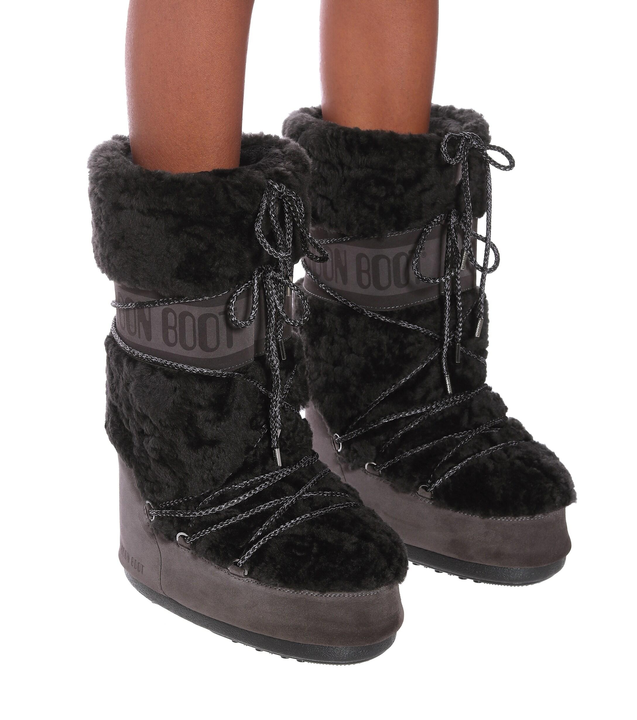 Moon Boot Shearling Snow Boots in Brown - Lyst