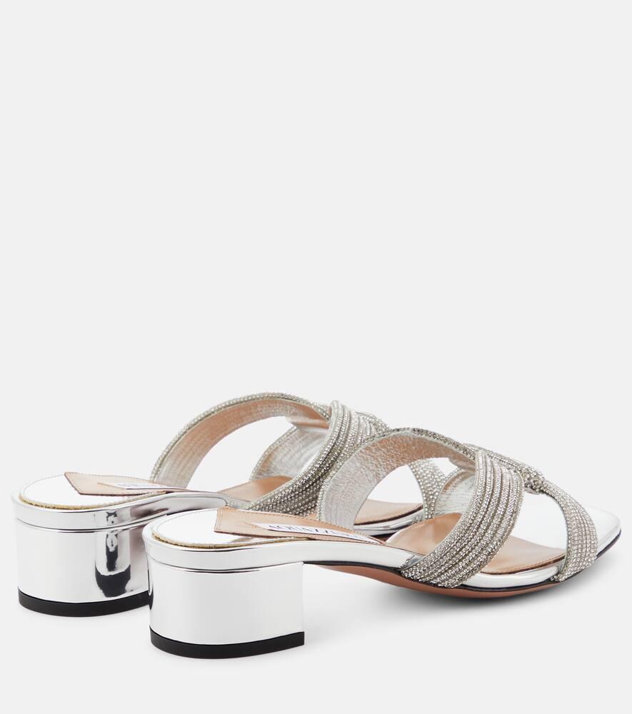 Aquazzura Crystal Muse 35 Embellished Mules in Metallic