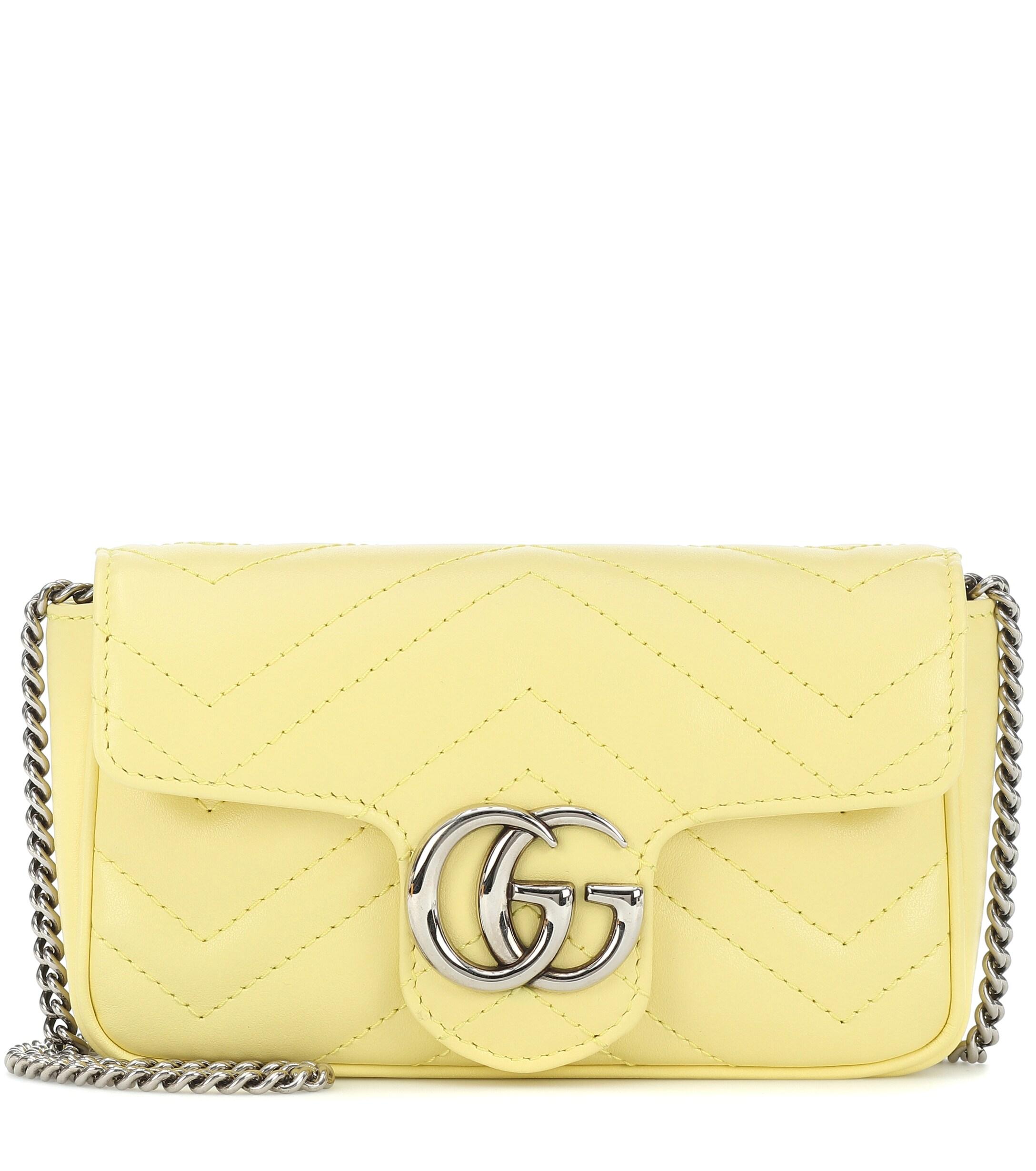 Gucci GG Marmont Super Mini Leather Shoulder Bag in Yellow - Lyst