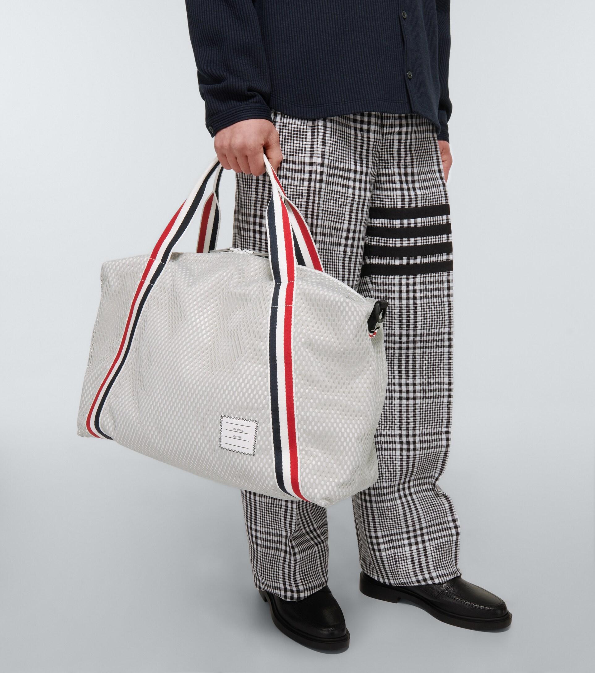 Grey Thom Browne Medium Mesh Duffle Bag in Grey for Men Mens Bags Gym bags and sports bags 