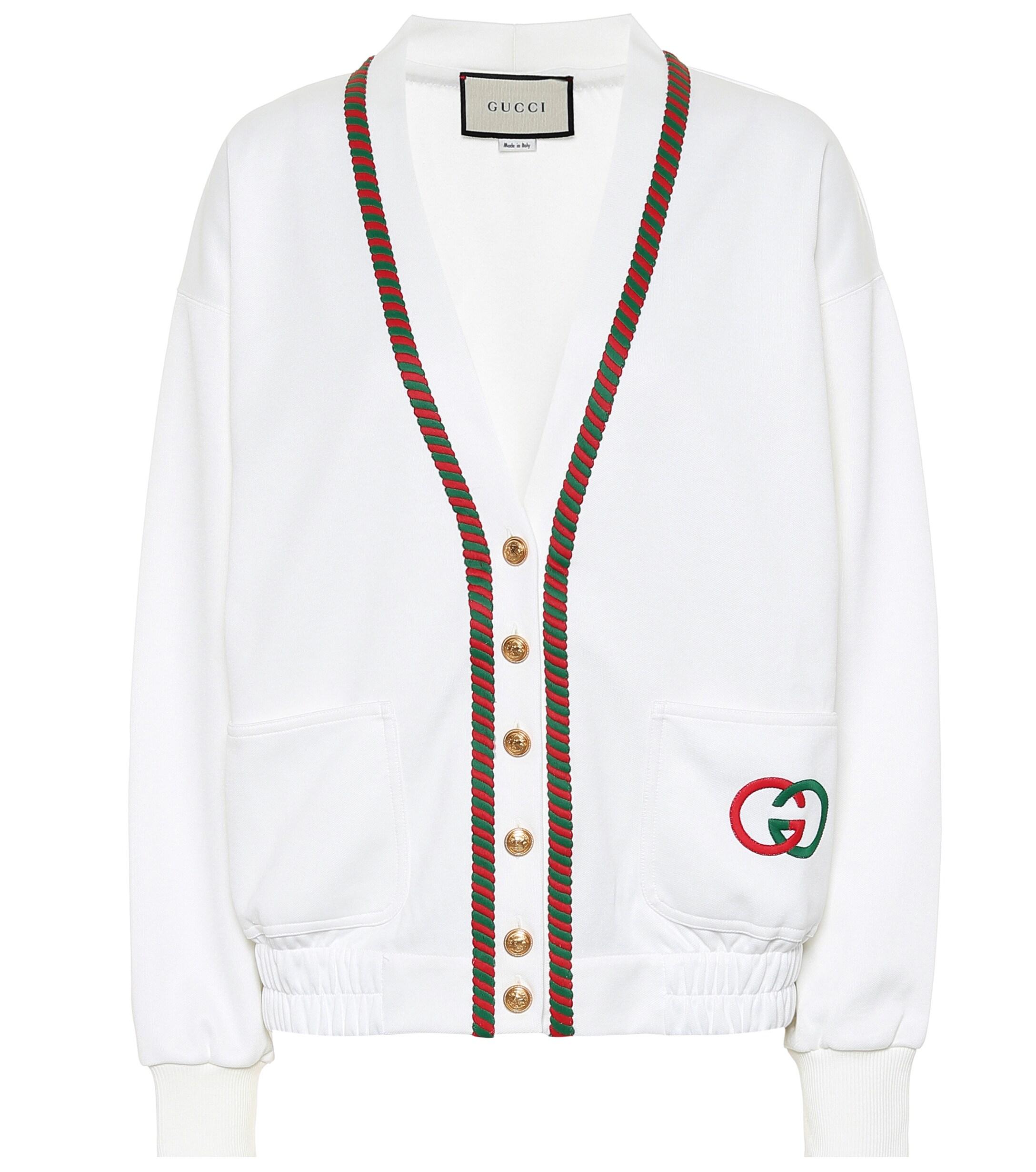 Gucci Gg Logo Techno Jersey Cardigan in White - Lyst