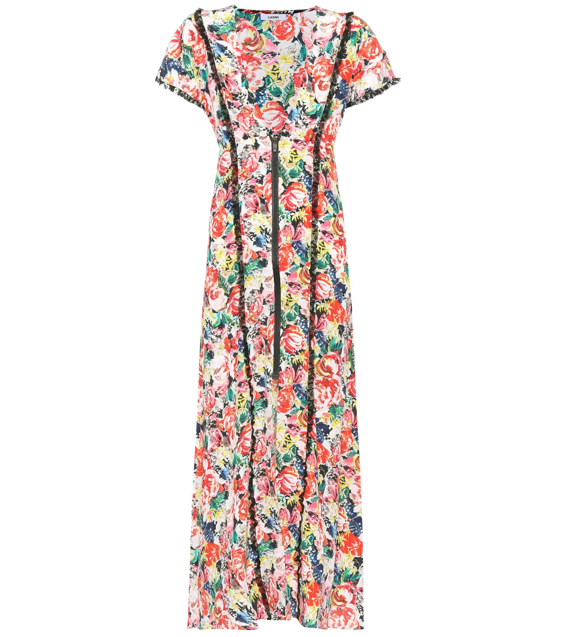 ganni maple silk dress