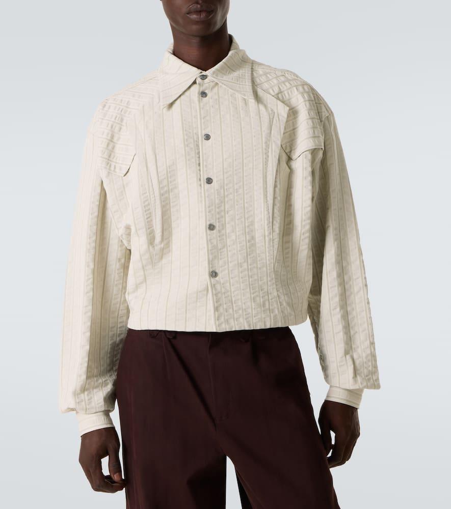 Kiko Kostadinov Kraner Striped Cropped Cotton Shirt in White for