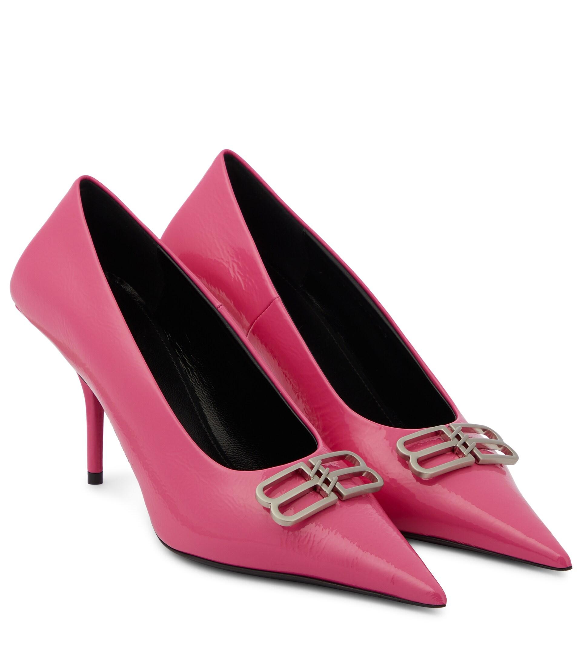 Balenciaga Square Knife Bb Leather Pumps in Pink | Lyst
