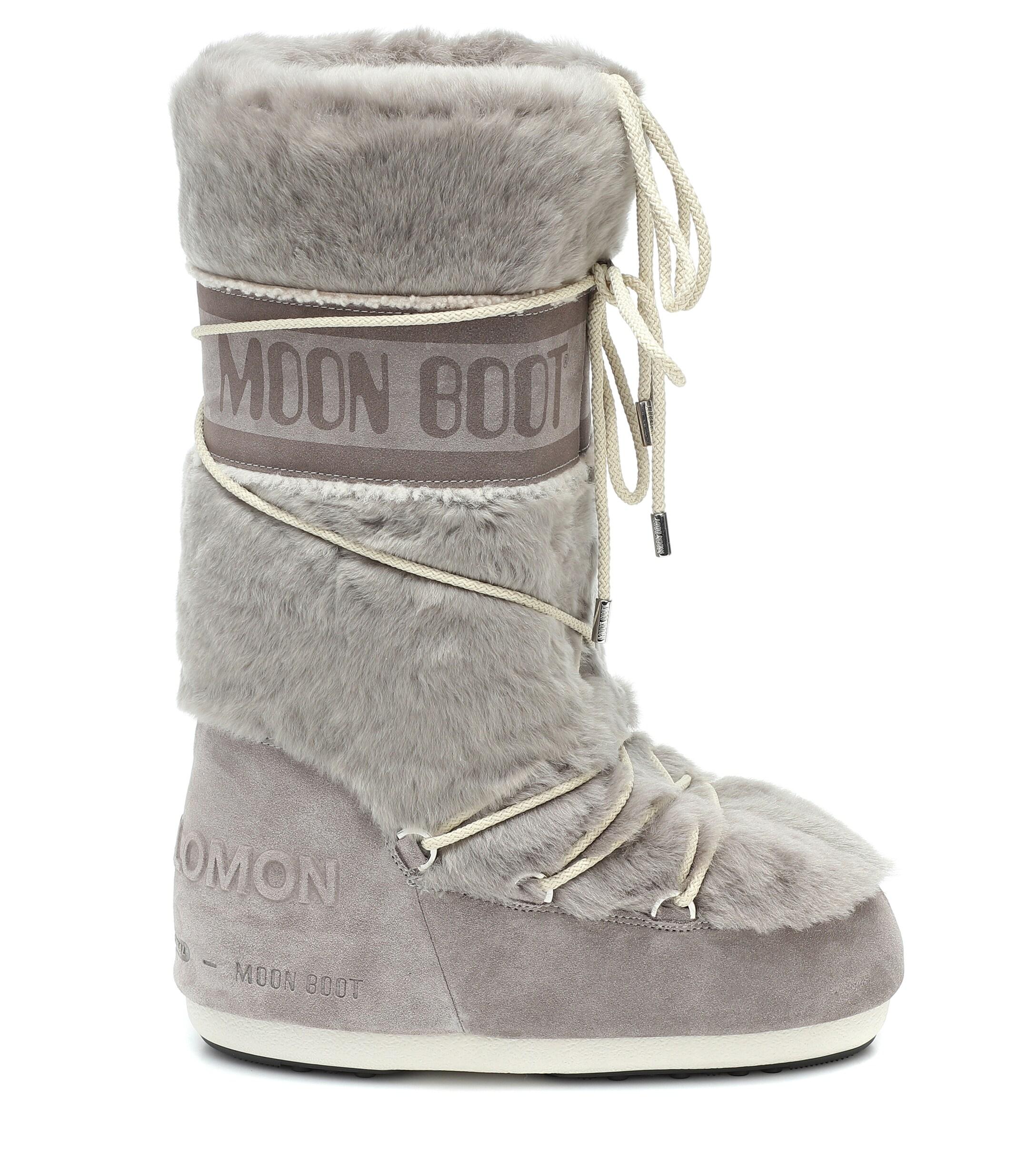 Yves Salomon X Moon Boot Shearling Snow Boots in Grey | Lyst Australia