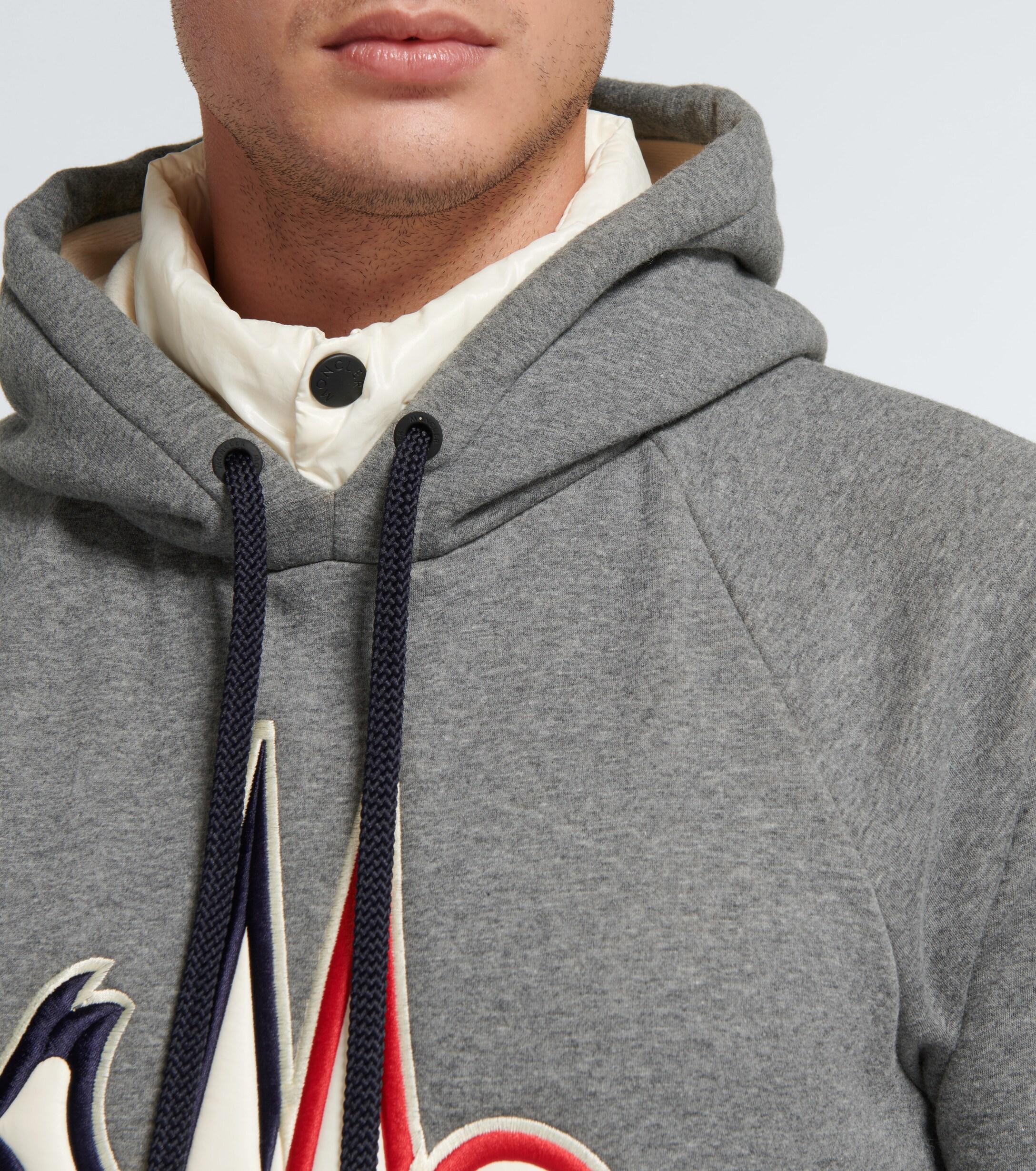 3 MONCLER GRENOBLE Logo Hooded Sweatshirt in Grey (Gray) for Men - Lyst