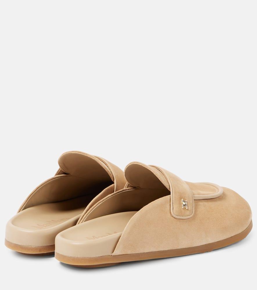 【Max Mara】 Manlyスエードミュール Max Mara Manly Suede Mules in Natural | Lyst