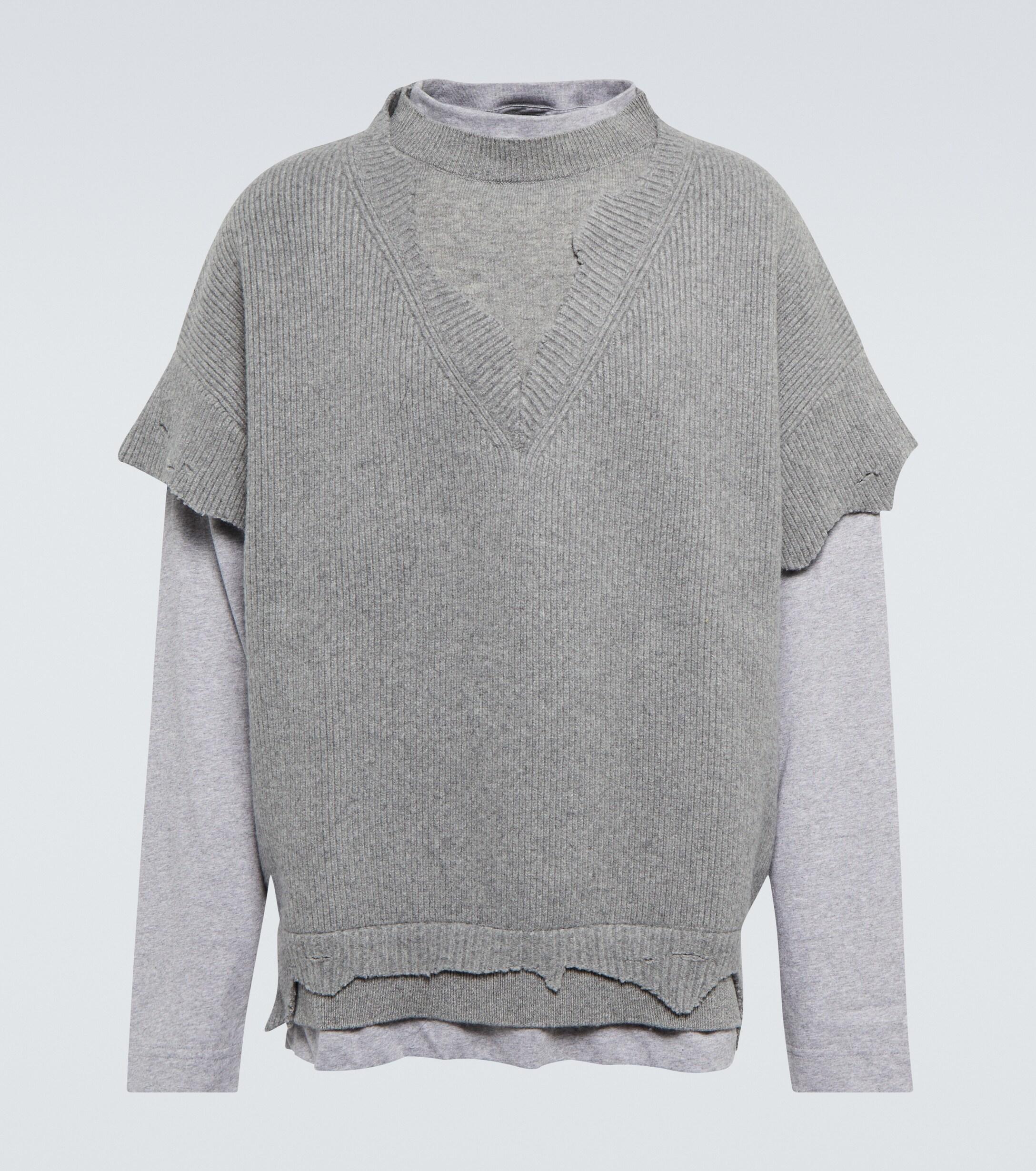 Givenchy Cut Layer Wool And Cotton Sweater in Grey for Men Lyst Canada