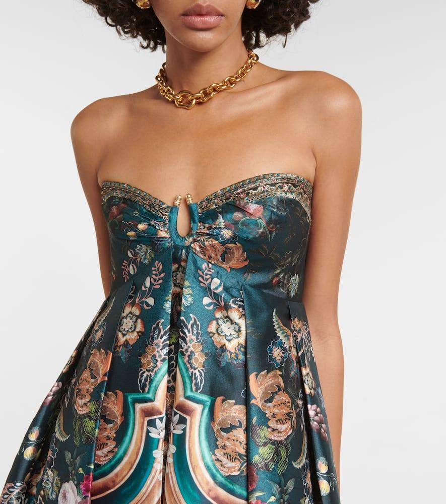 CAMILLA Printed Strapless Satin Gown in Green Lyst