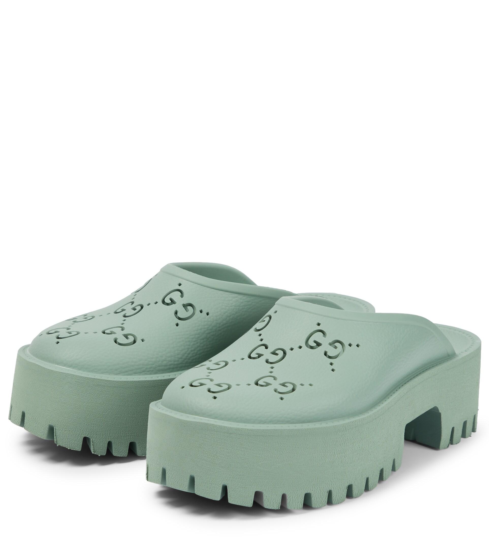 Slide Sandal Tenis Gucci Flatform Gucci GG Rubber Clogs In Green Lyst