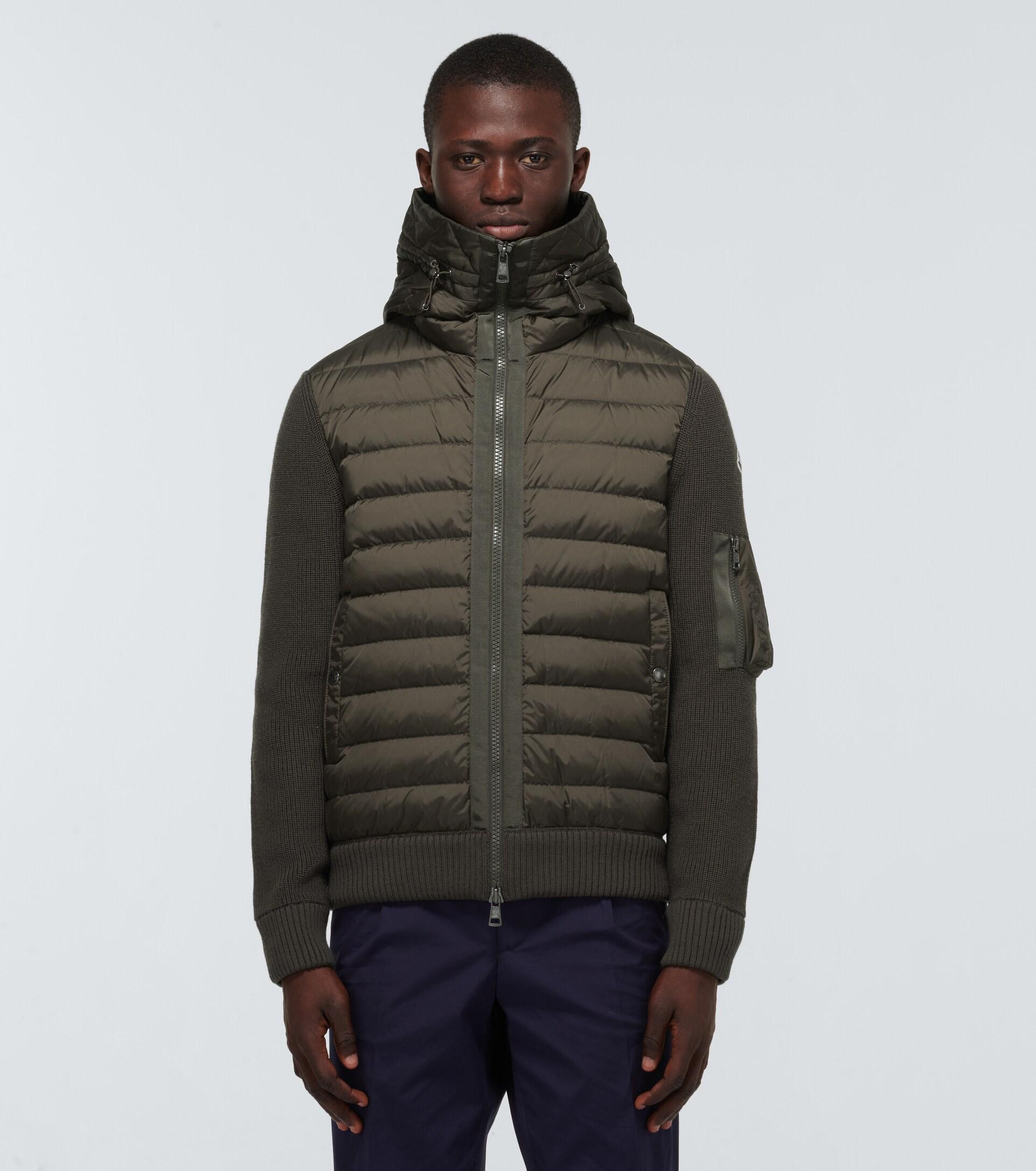 Moncler Tricot Army Green Shell And Wool-blend Jacket for Men | Lyst