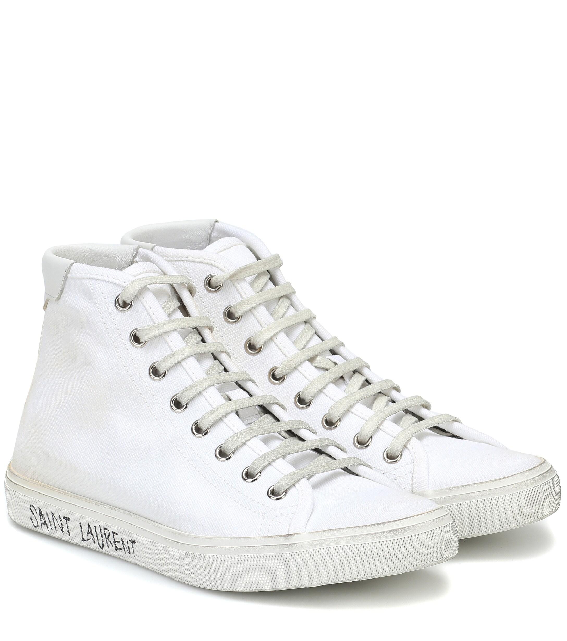 Saint Laurent Malibu Canvas Sneakers in White - Lyst