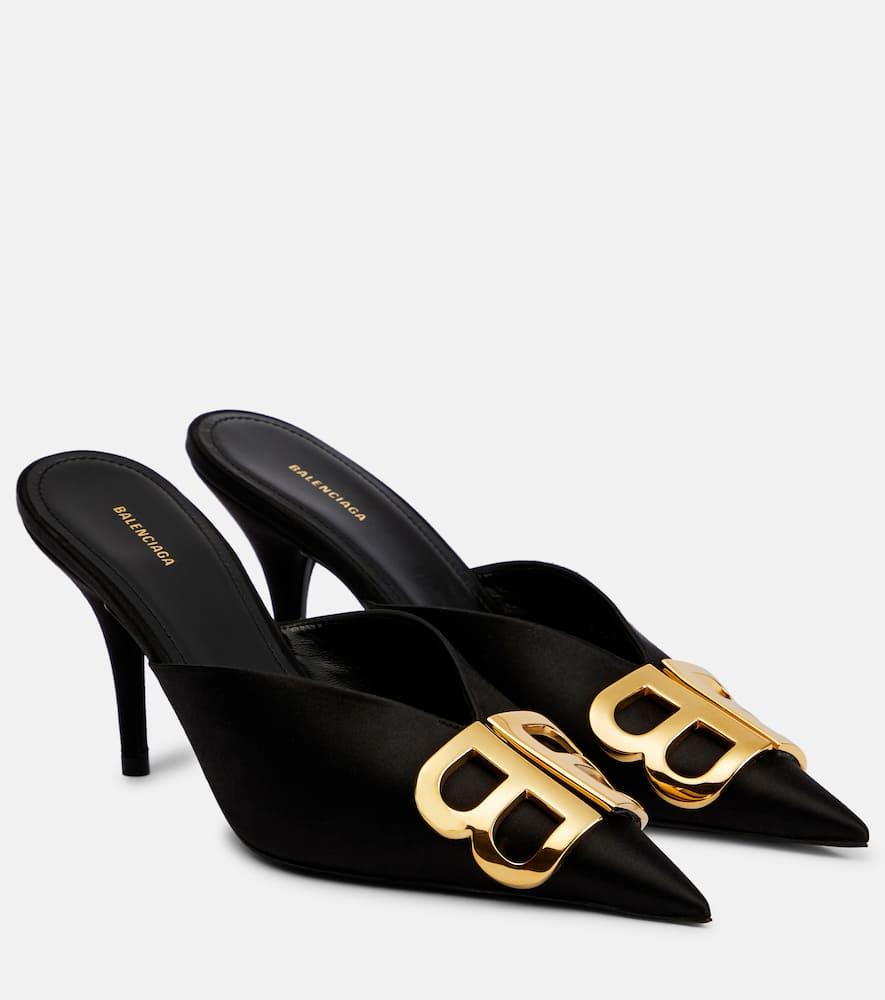 Balenciaga Bb Satin Mules in Black | Lyst