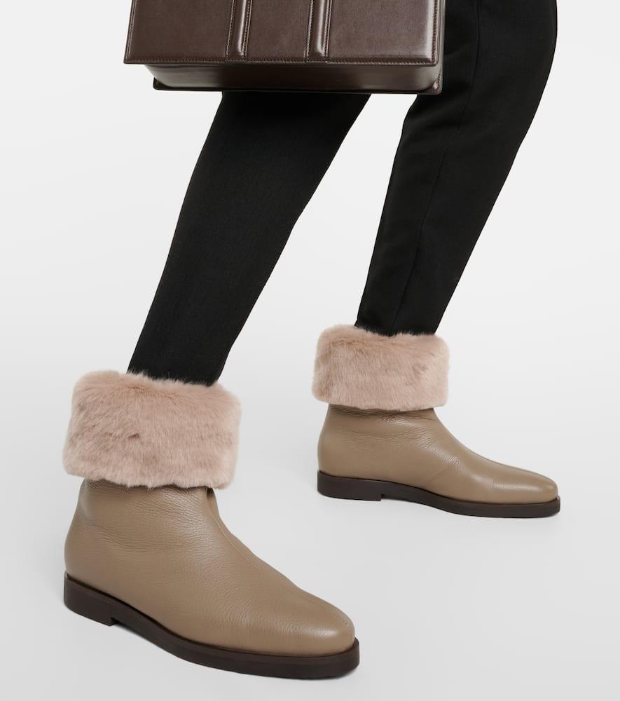 TOTEME The Off-Duty Faux Fur-Lined Leather Boots in Natural Lyst