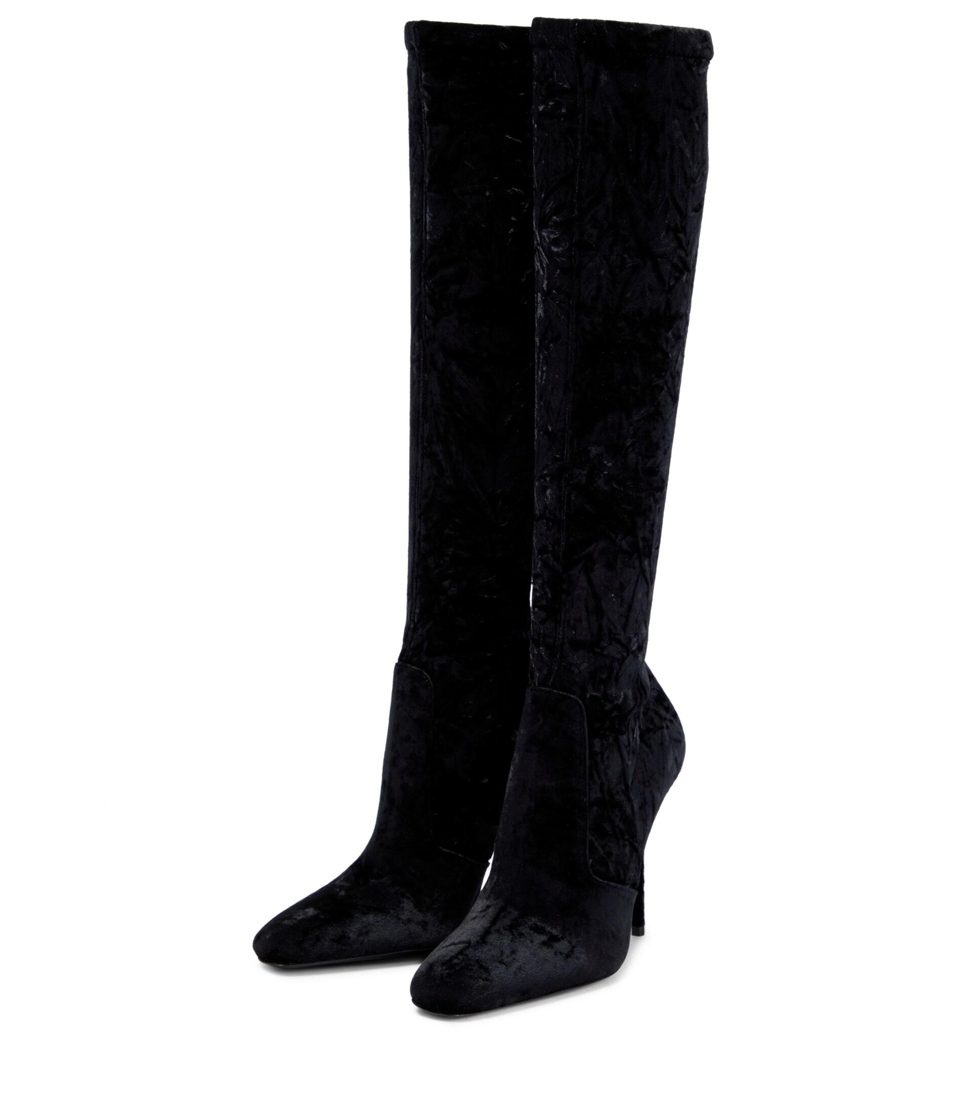 Femme Bottes Bottes Saint Laurent Bottes Talia en velours Velours Saint Laurent en coloris Noir 