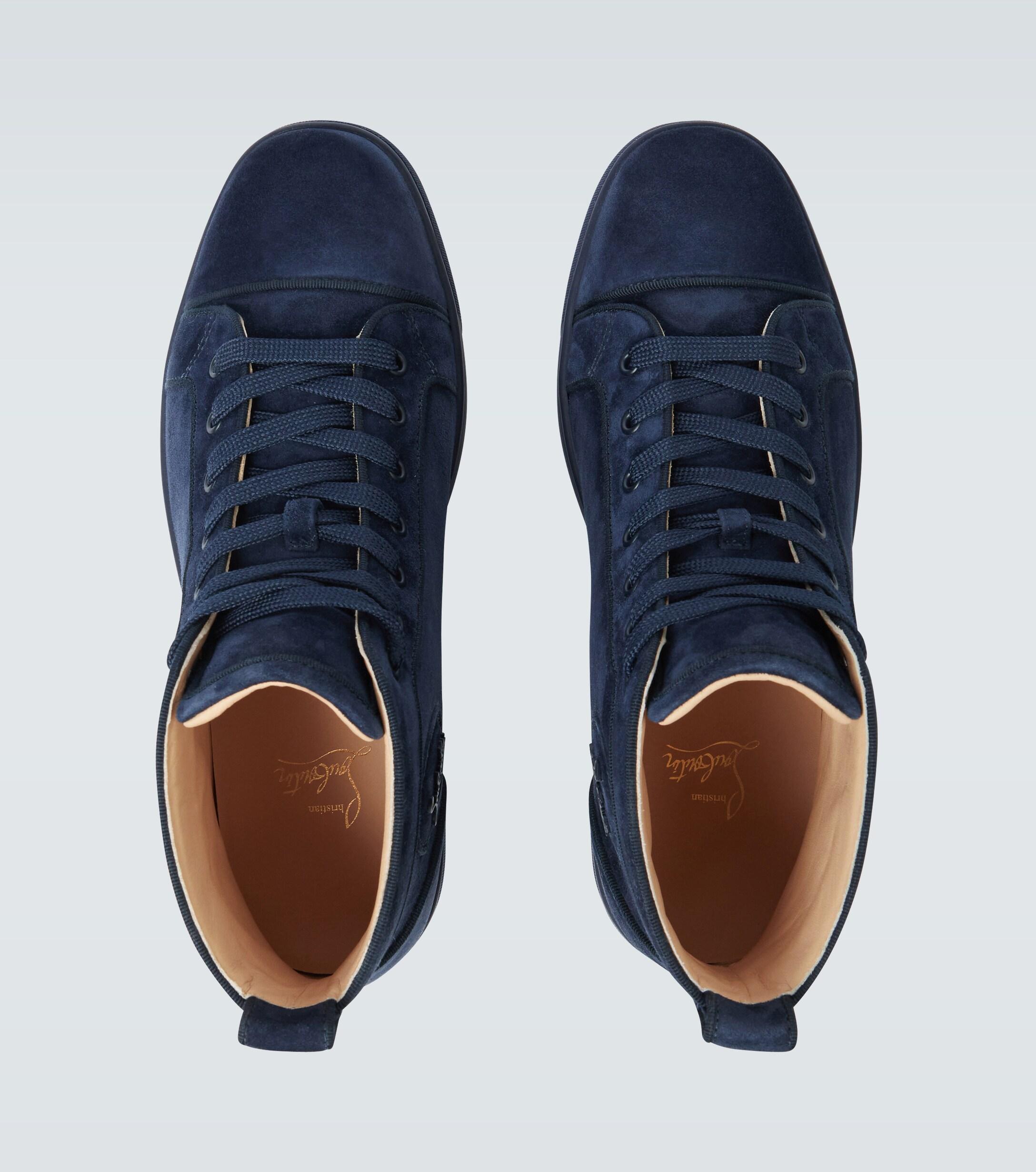 Louis Orlato Blue Veau Velours Blue | Christian Louboutin Mens High Tops -  Enough Is More