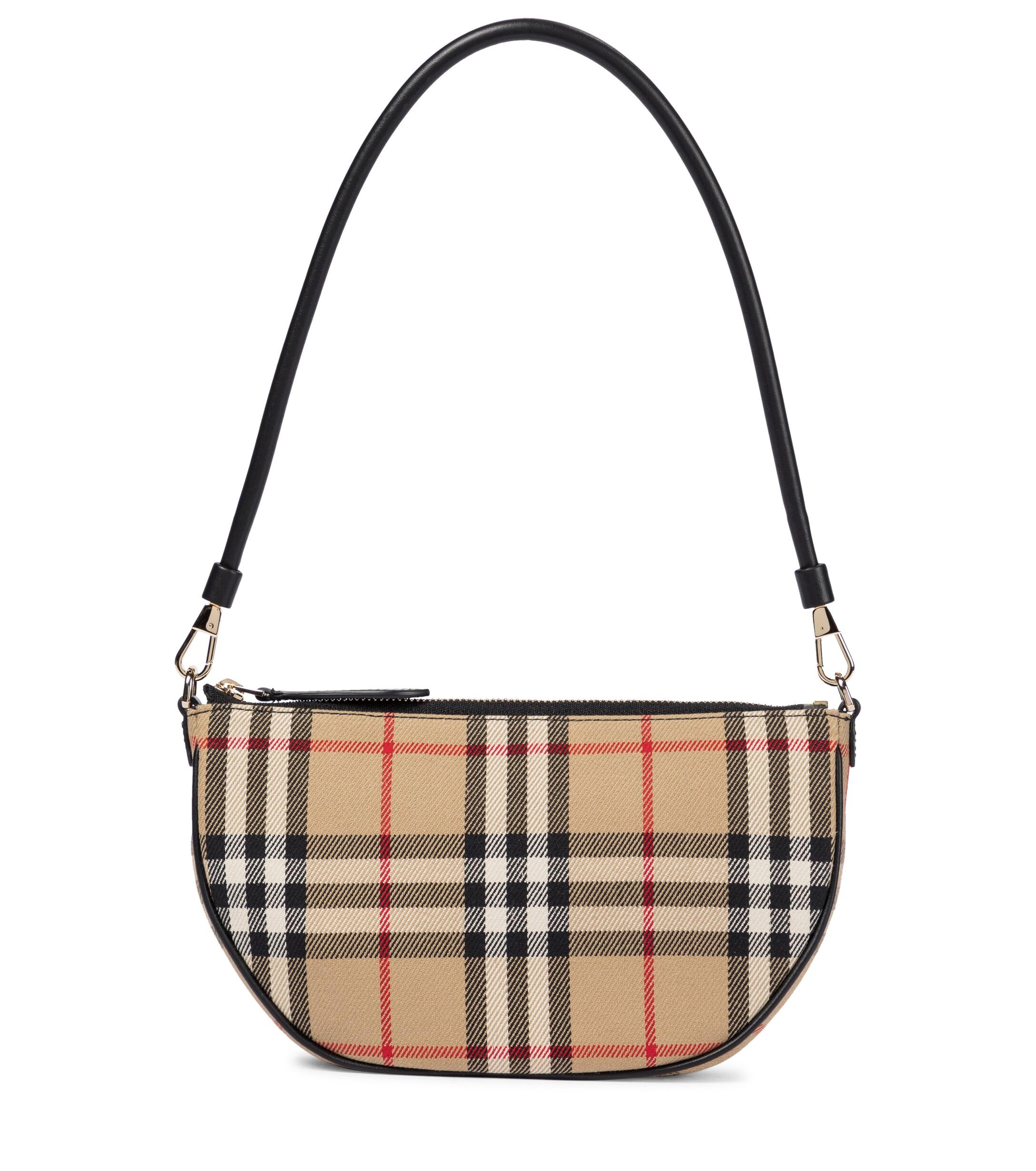 Burberry New Olympia Canvas Check Shoulder Bag in Black Womens Bags Shoulder bags 