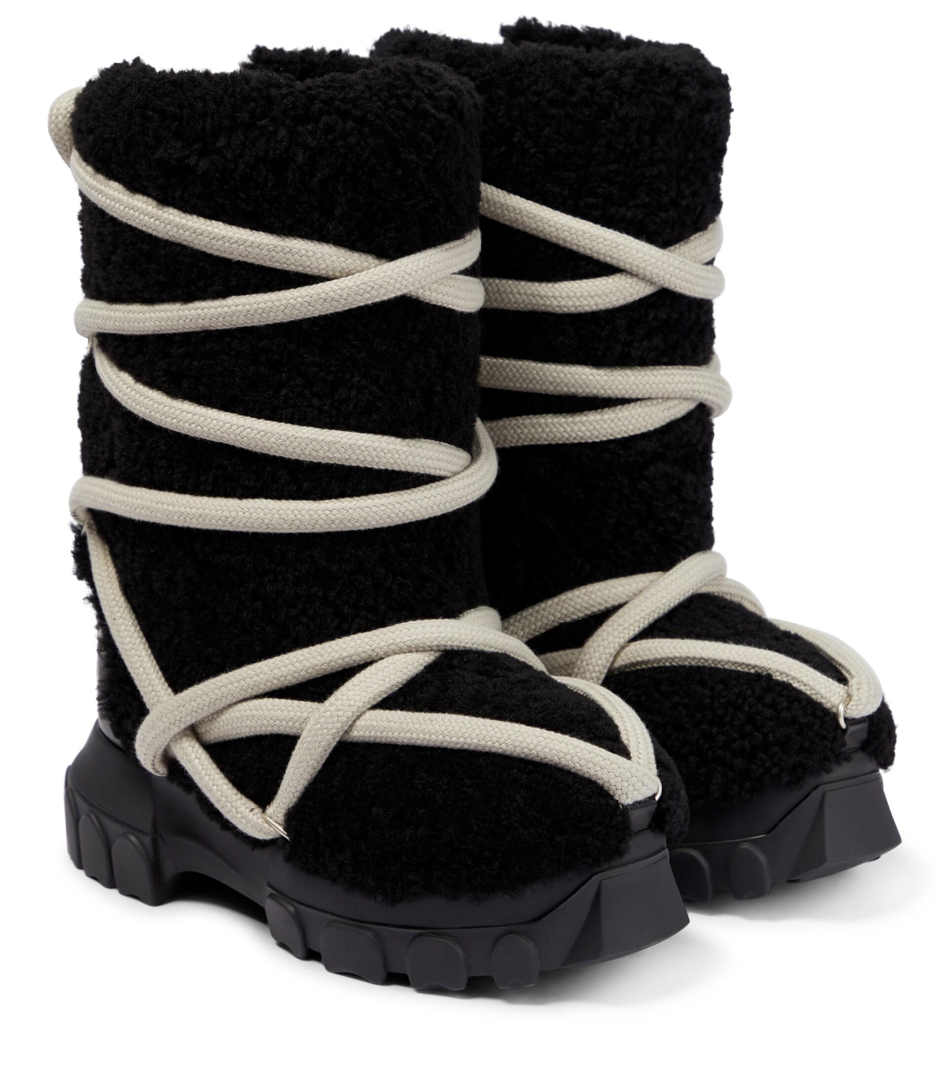 Rick Owens Drkshdw Lace-up Shearling Boots in Black | Lyst