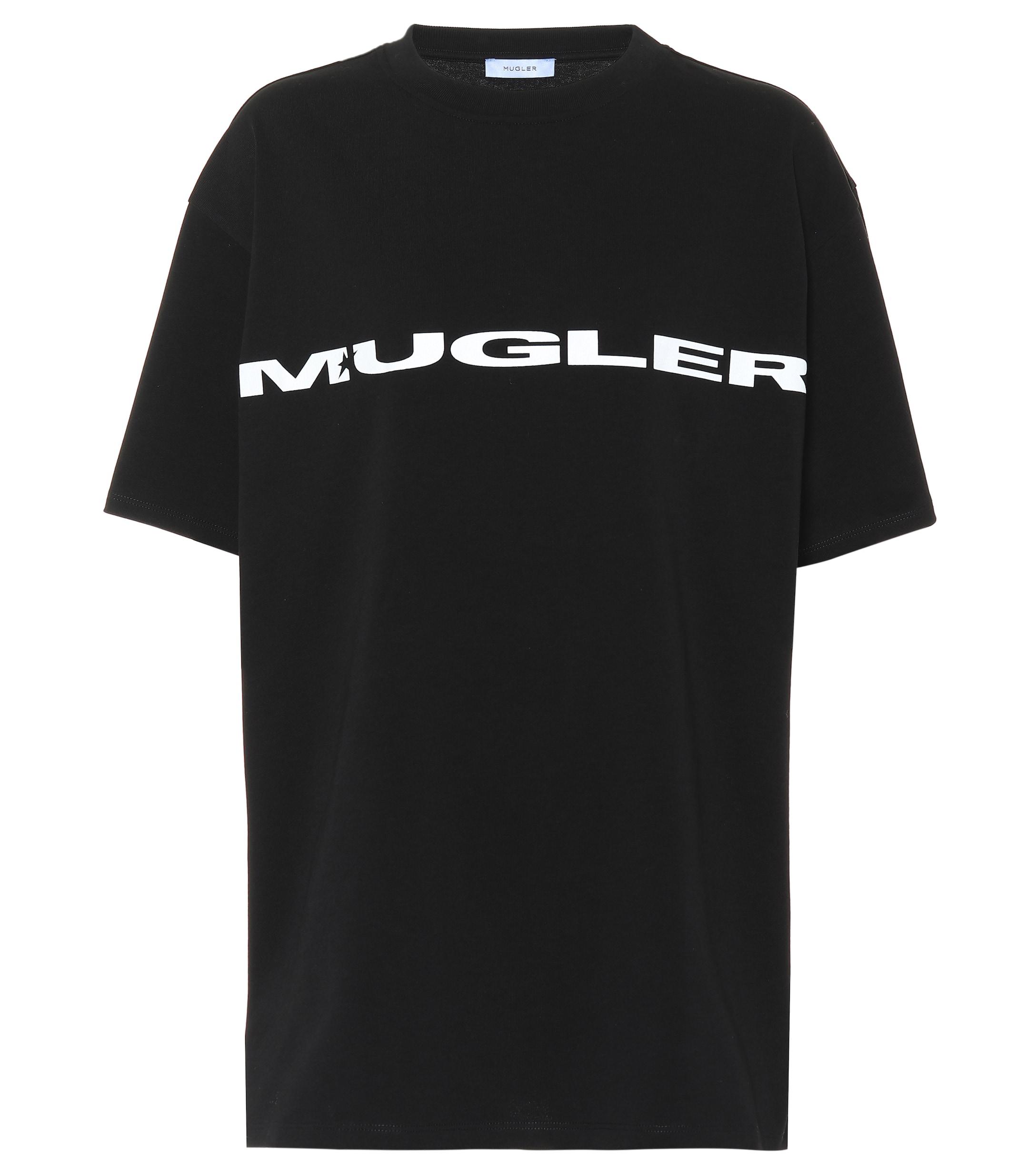 Mugler Printed Cotton T-shirt in Black - Lyst