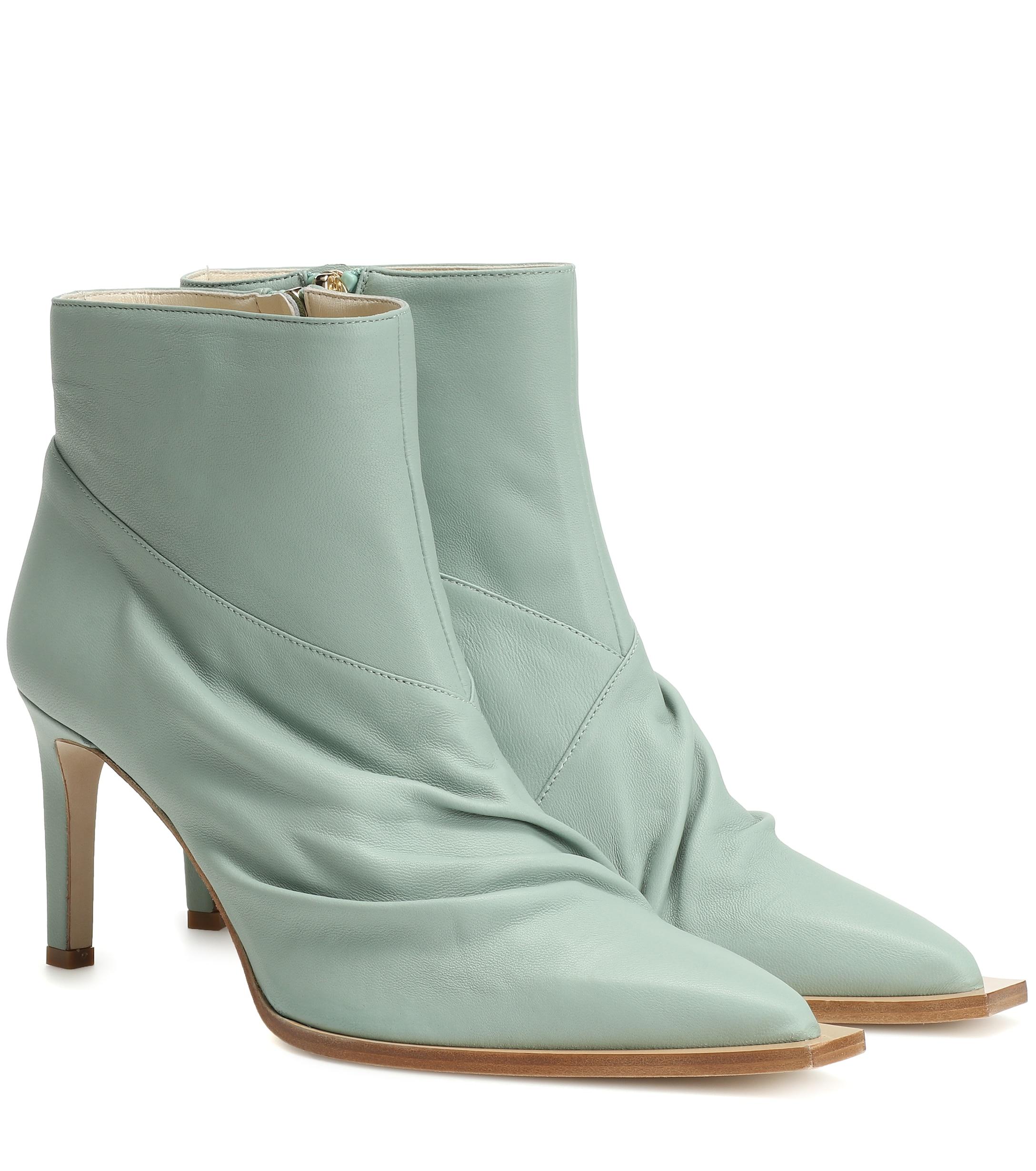 Tibi Cato Leather Ankle Boots in Green - Lyst