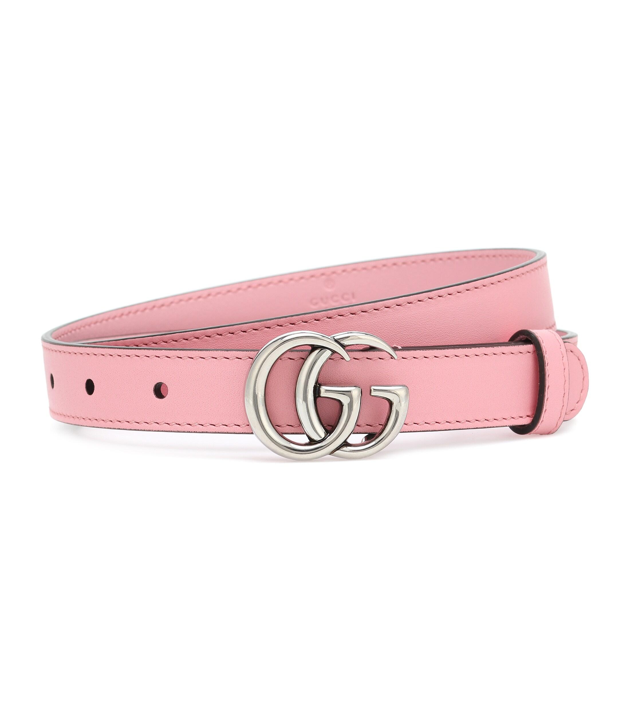Gucci Thin Belt With Double G Buckle in Pink | Lyst