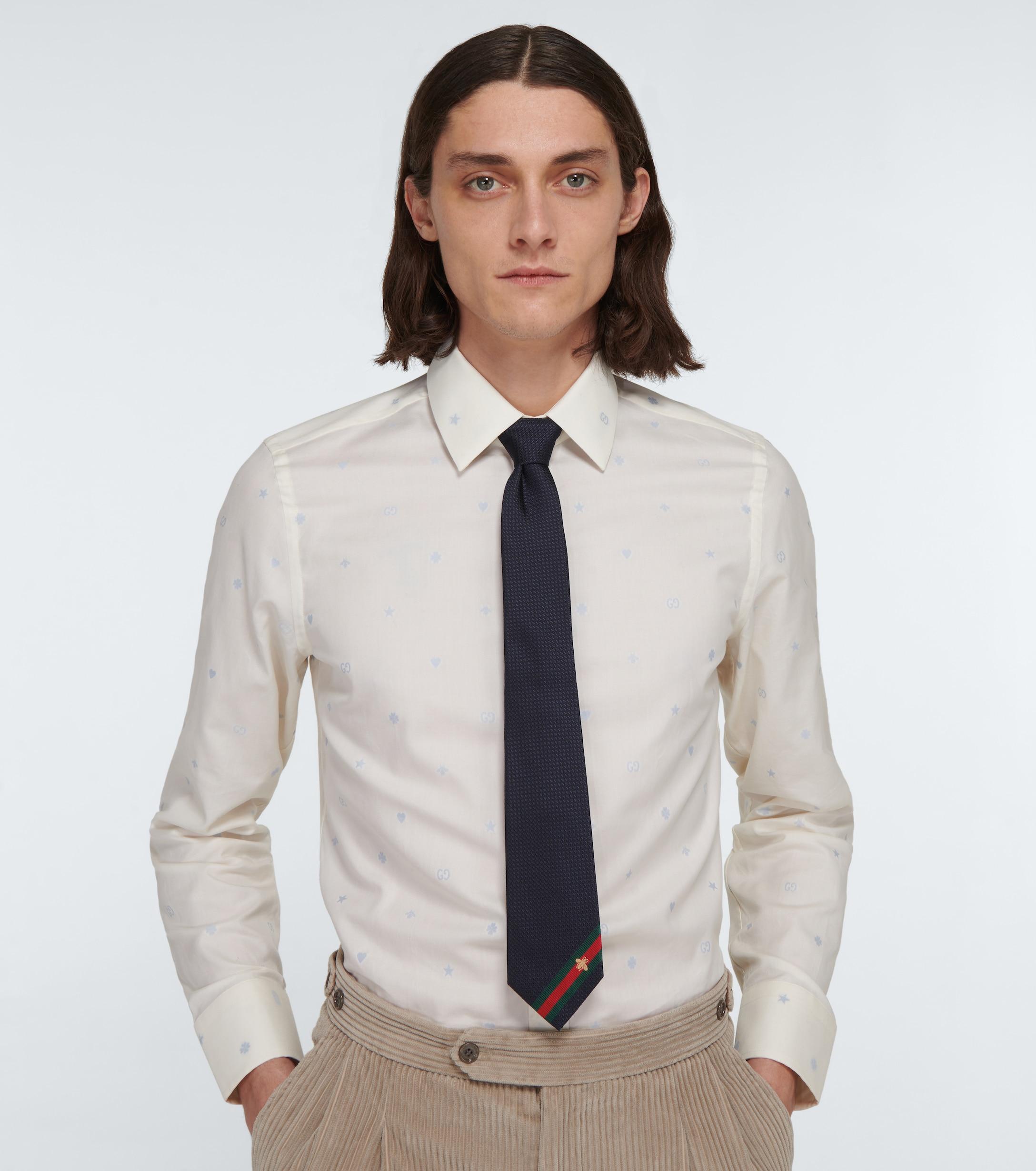 Gucci Silk Tie With Bee Web in Blue for Men - Save 33% | Lyst ...