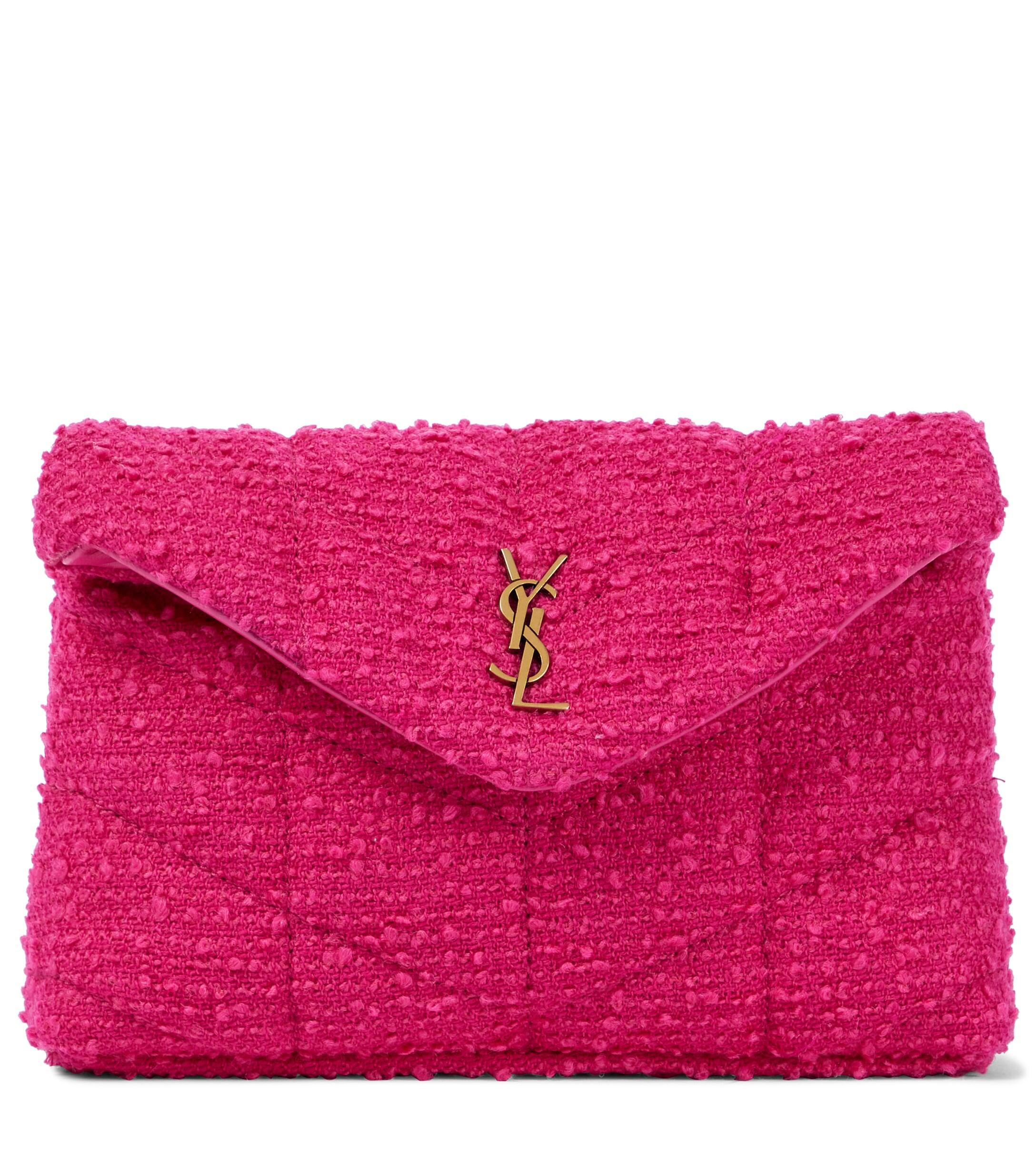 Saint Laurent Pink Loulou Small Puffer Tweed Pouch - New in Box - The  Consignment Cafe