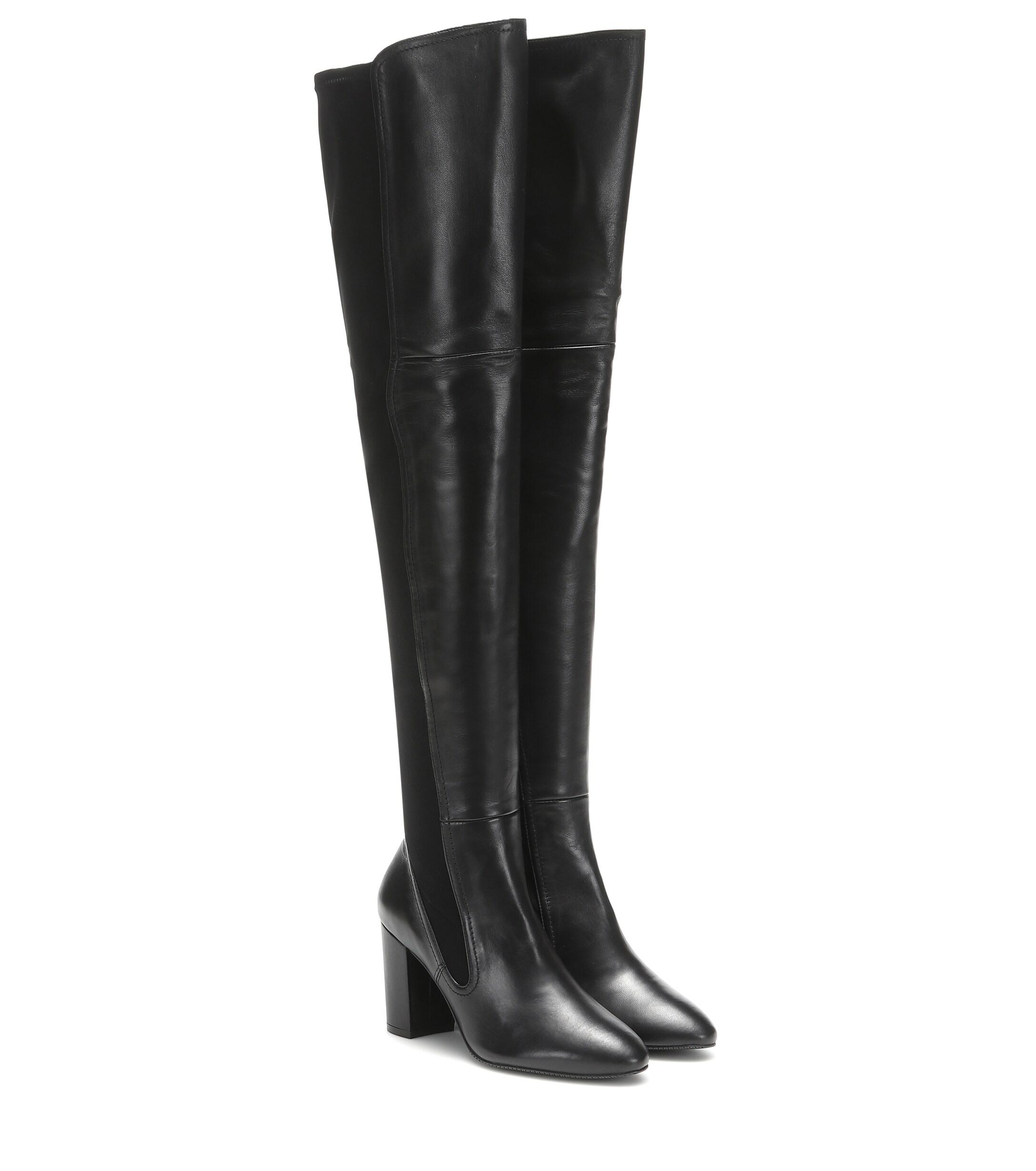 Stuart Weitzman Fleur Leather Over-the-knee Boots in Black - Lyst