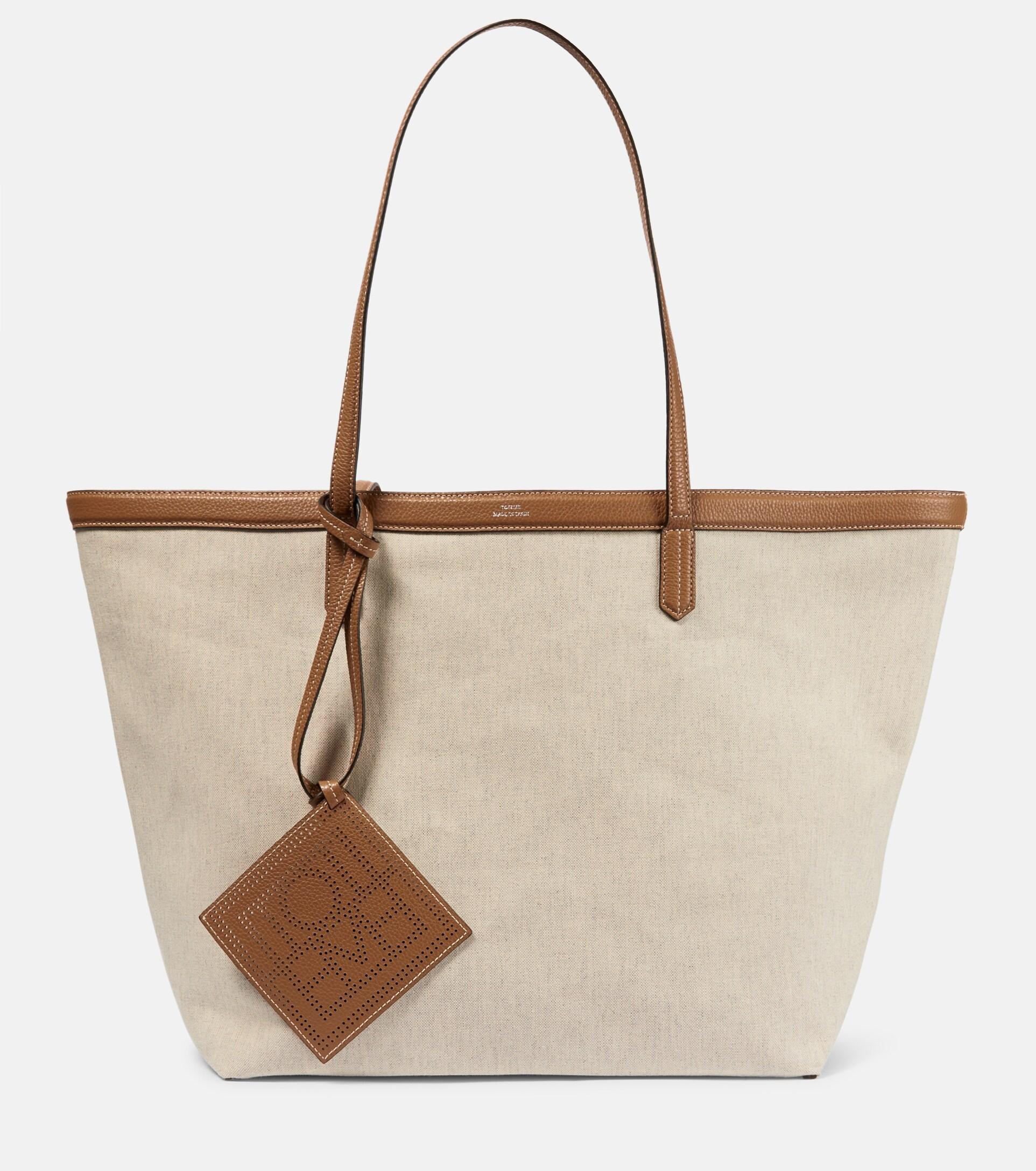 NANTUCKET PERSONALIZED TOTE WITH LEATHER TRIM - LEATHER PATCH