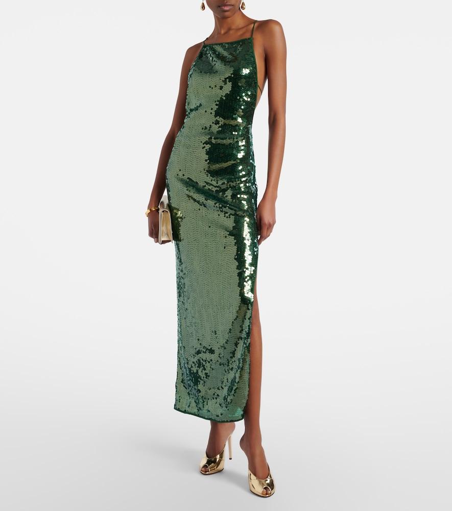 oseree dress green Lumière O Gem Cut Out Dress