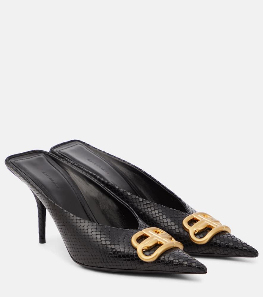 Balenciaga Square Knife Bb 80 Leather Mules in Black | Lyst UK