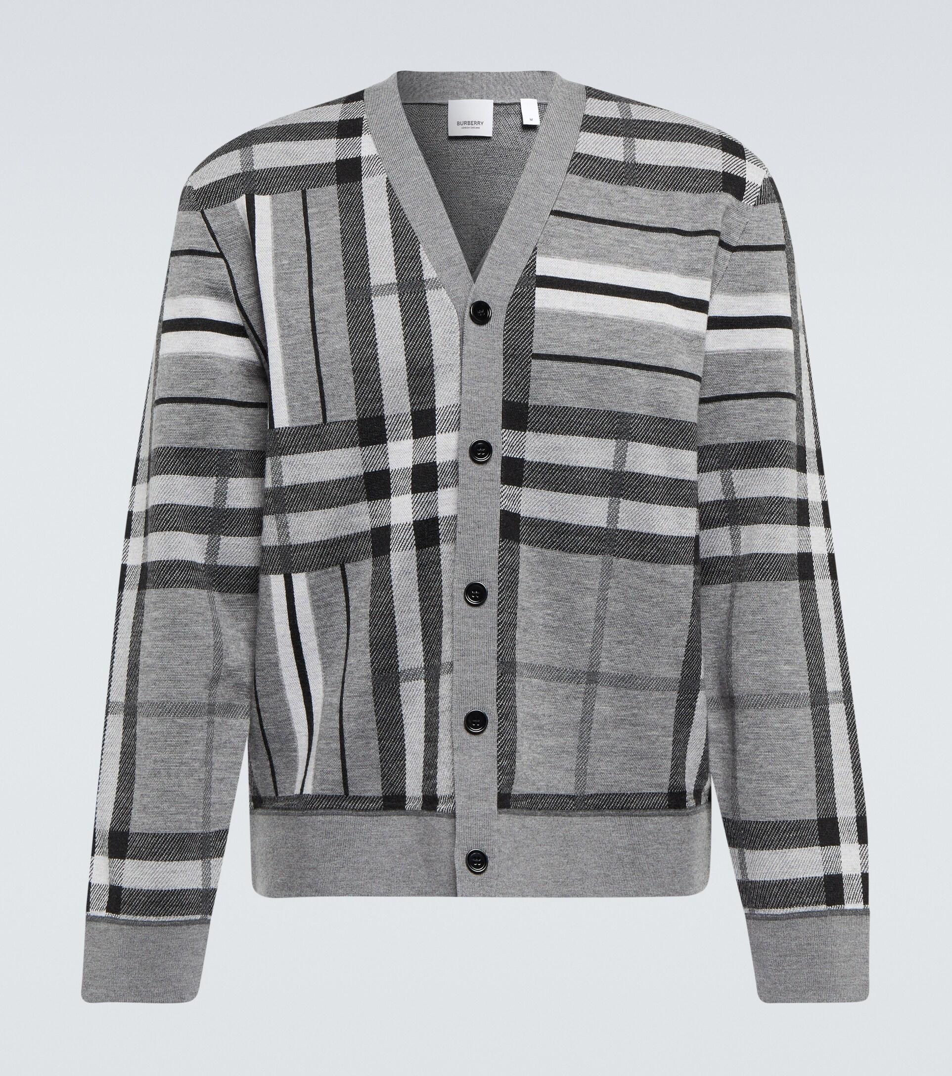 Burberry Sanderson Wool Cardigan in Gray for Men Lyst