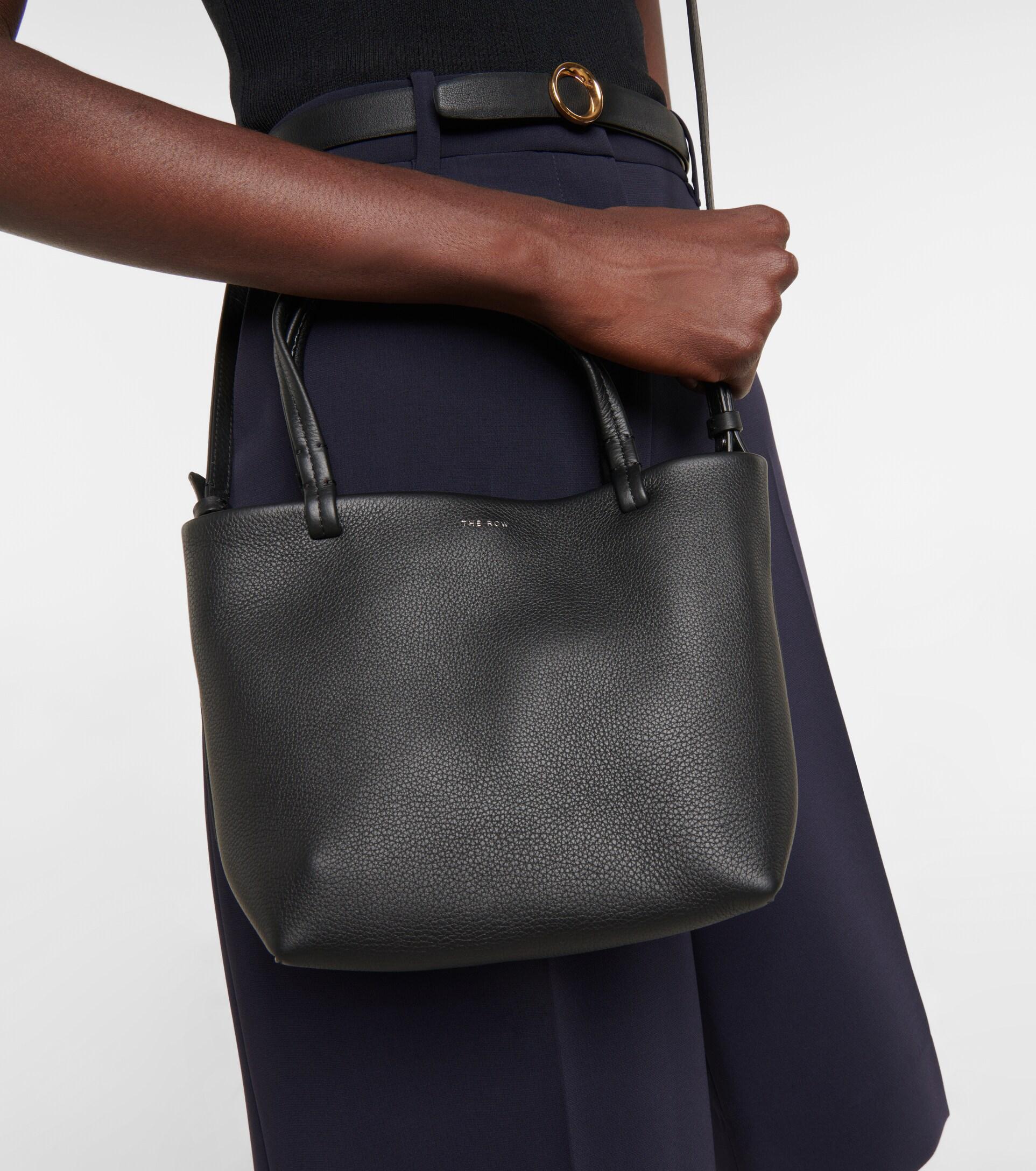 The Row Park Small Leather Tote Bag in Black | Lyst