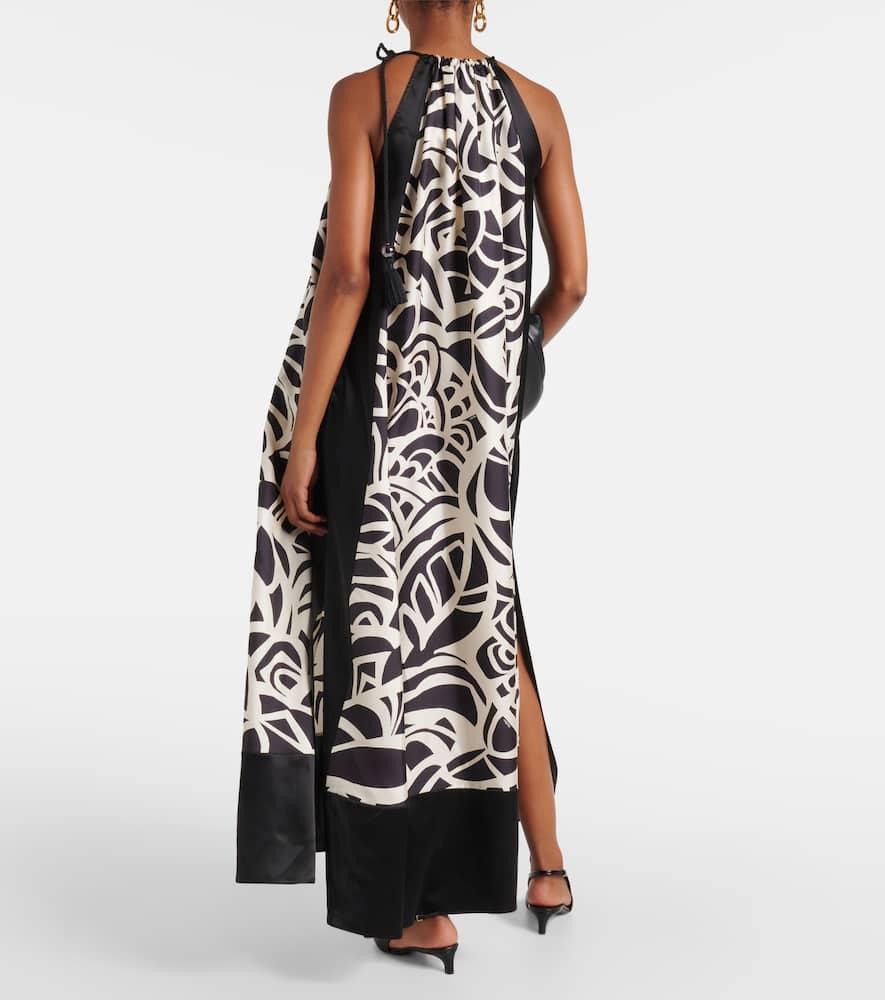 Max Mara Licenza Printed Silk Maxi Dress in White | Lyst
