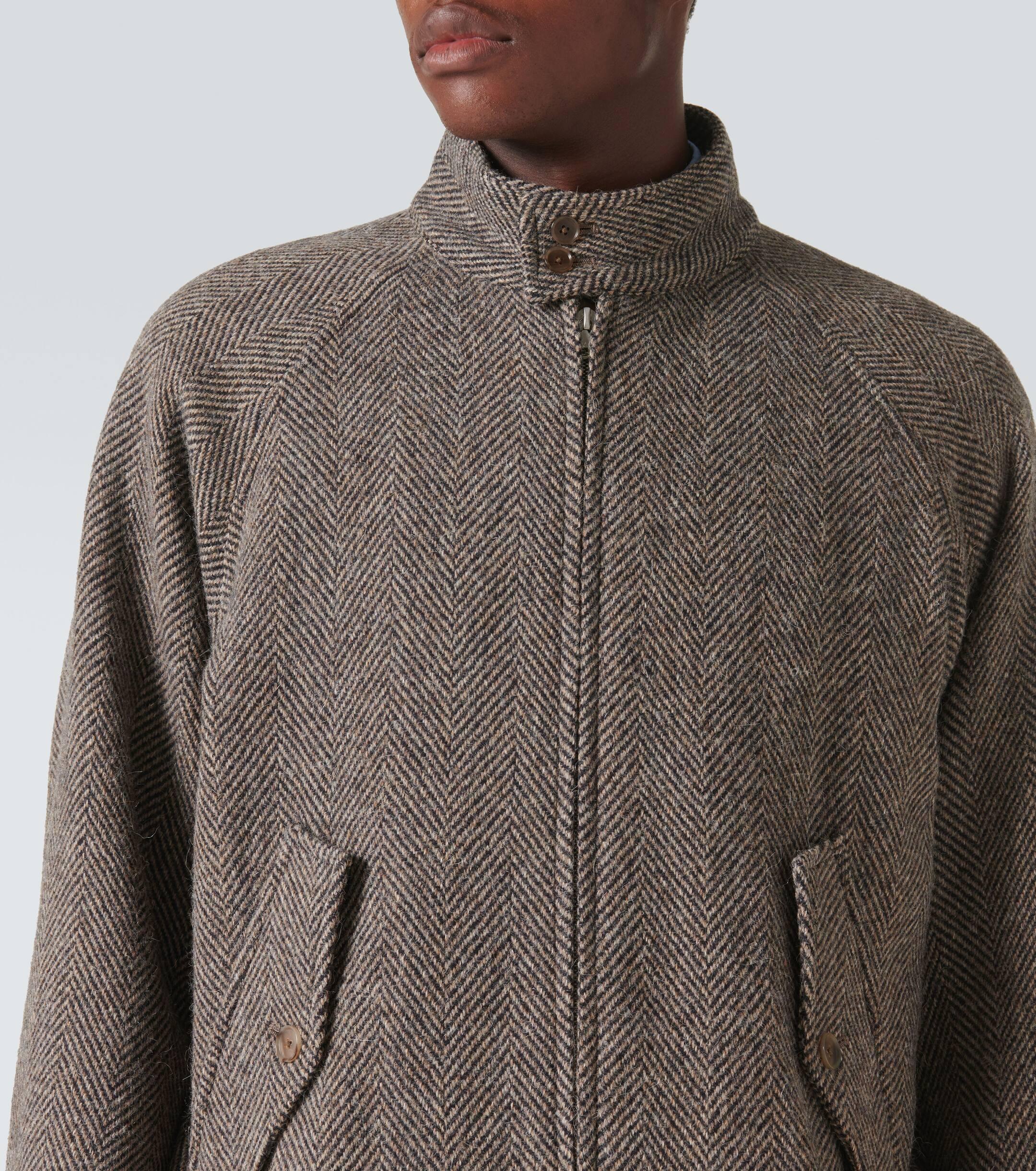 AURALEE Herringbone Wool Tweed Blouson in Brown for Men | Lyst UK