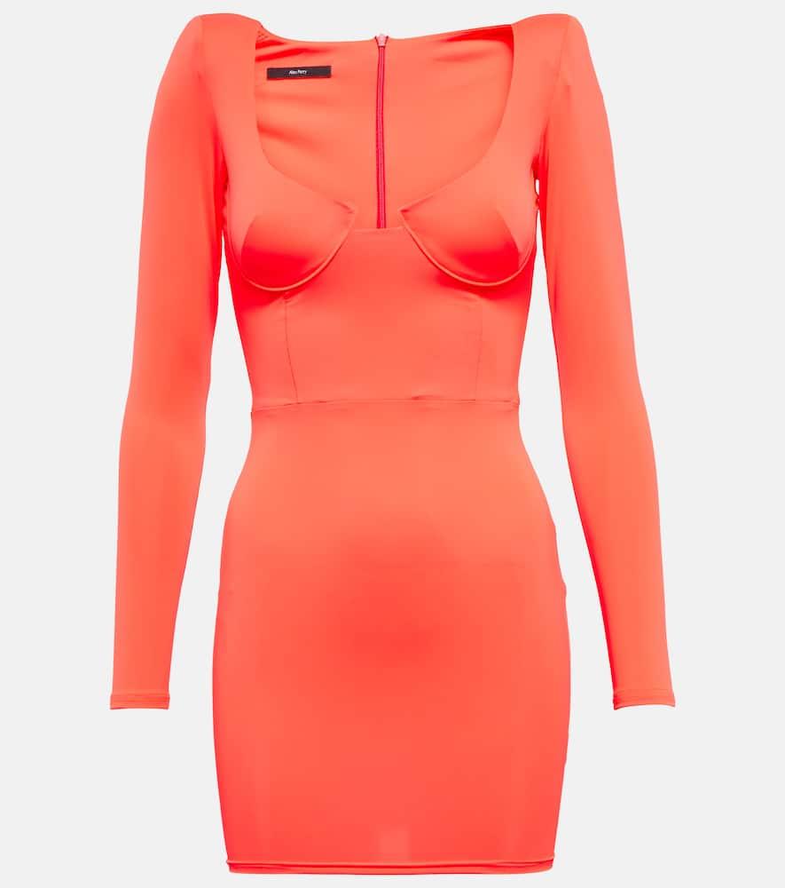 Alex Perry Strapless Corset Ruched Mini Dress in Crepe Jersey