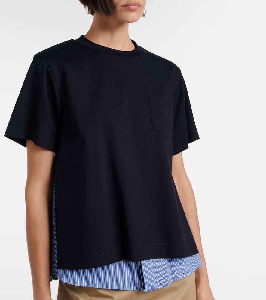 Tシャツ・カットソー SACAI Cotton t-shirt with nylon inserts Blu SACAI - Nylon Twill Cotton T-shirt Sacai