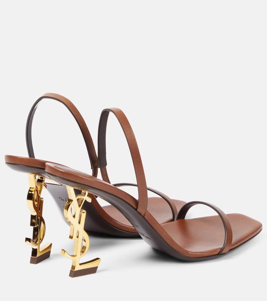 Saint Laurent Opyum 85 Leather Slingback Sandals in Brown | Lyst