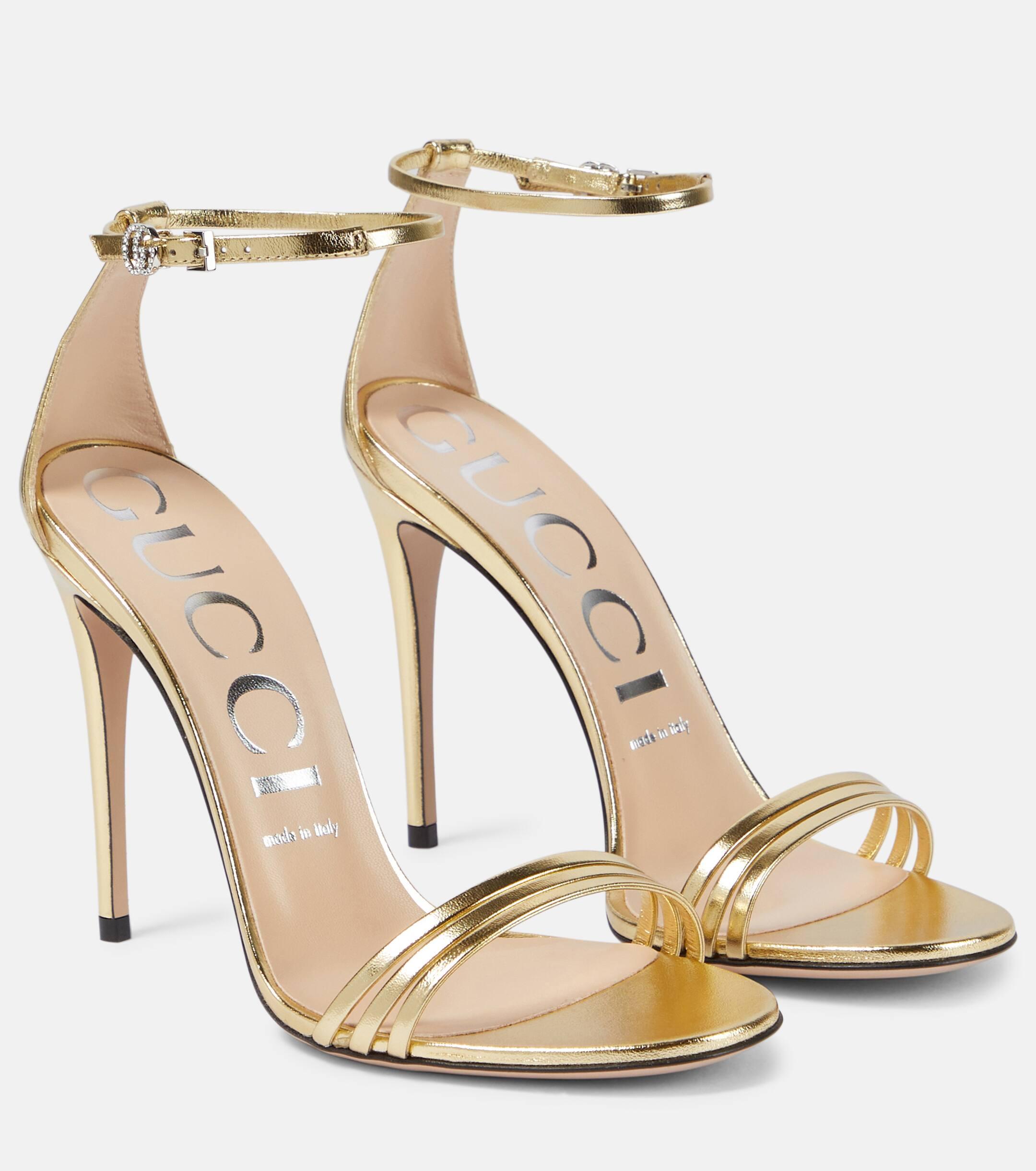 Gucci Metallic Leather Sandals in Yellow Lyst Canada
