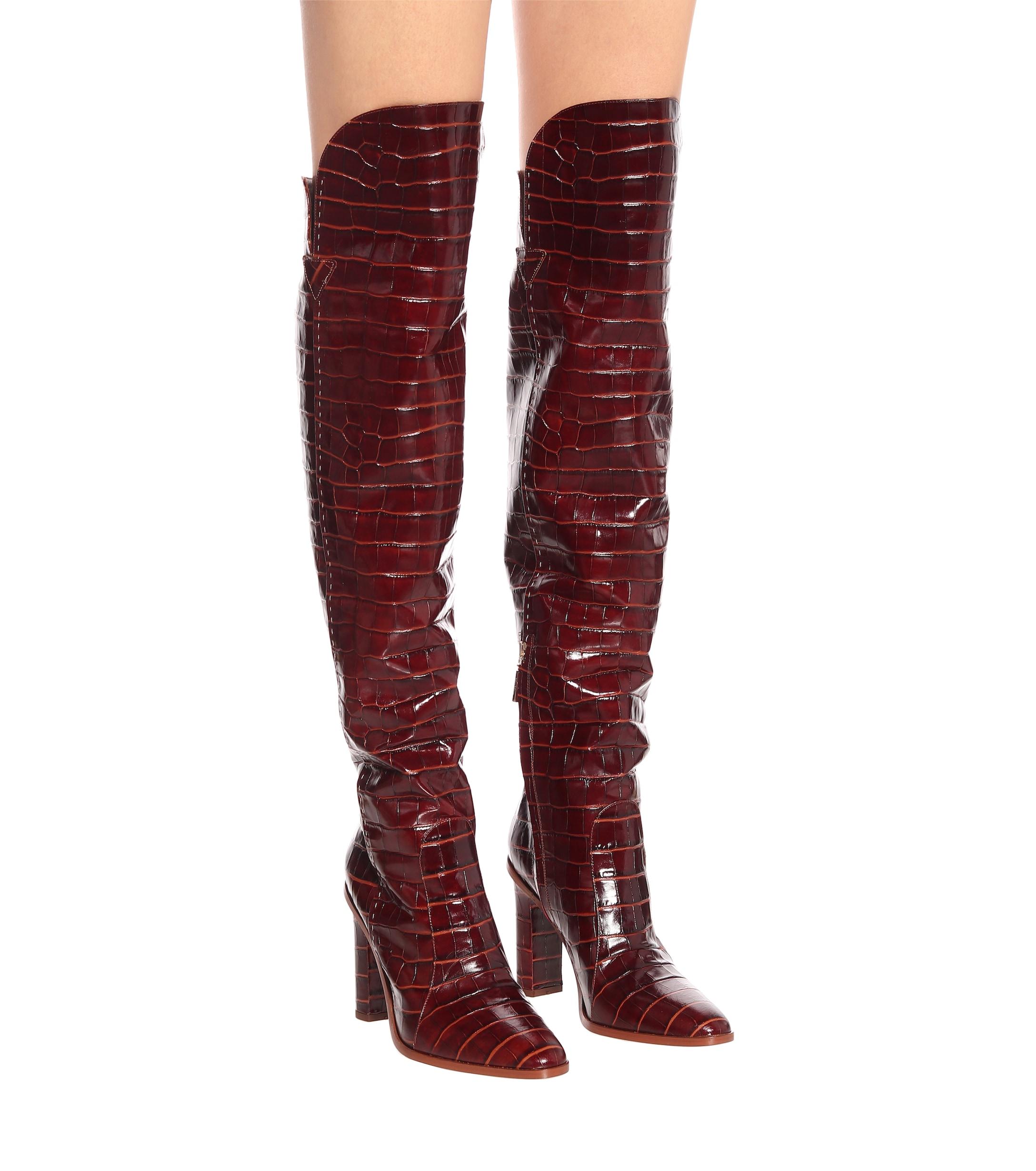 Max Mara Beboot Knee-high Leather Boots in Brown | Lyst