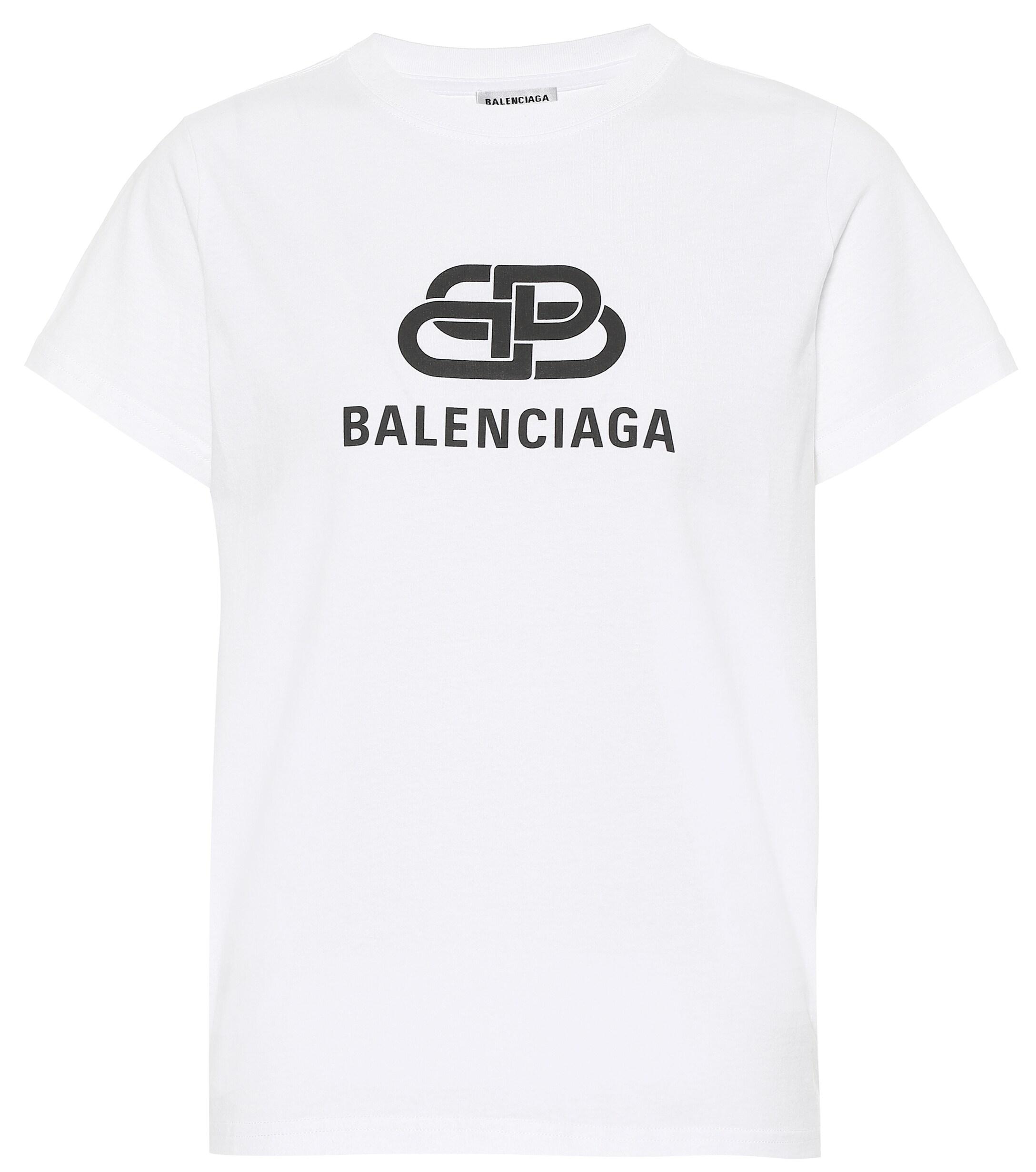 Balenciaga Logo Cotton T-shirt in White - Lyst
