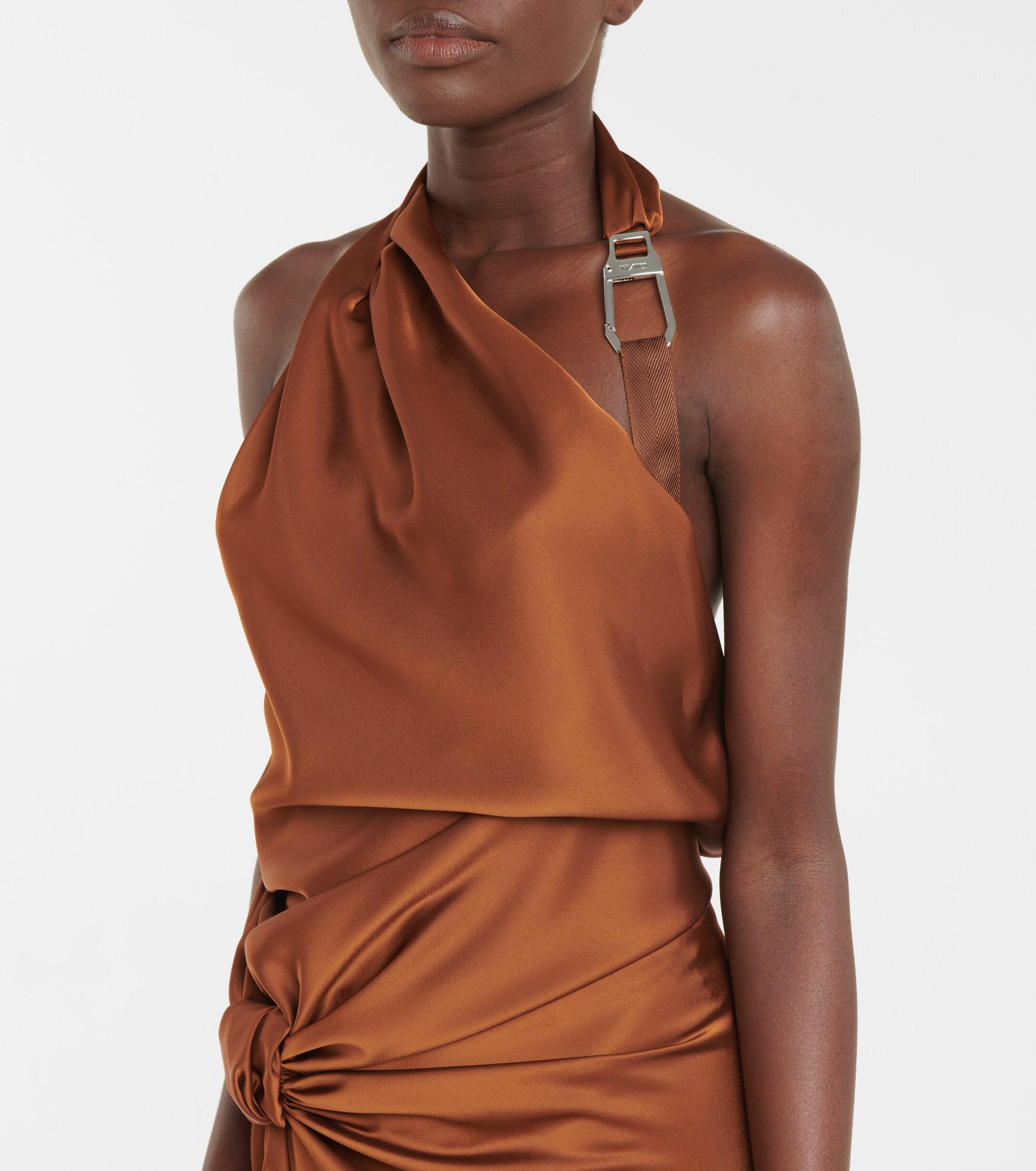 The Attico Satin Midi Dress in Brown | Lyst