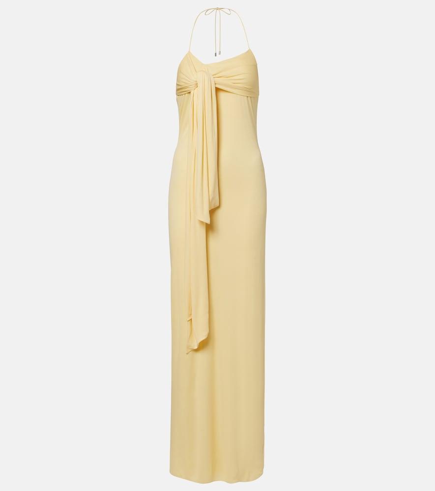 knee length dresses for ladies Loewe Anagram Brown Cotton Maxi Dress