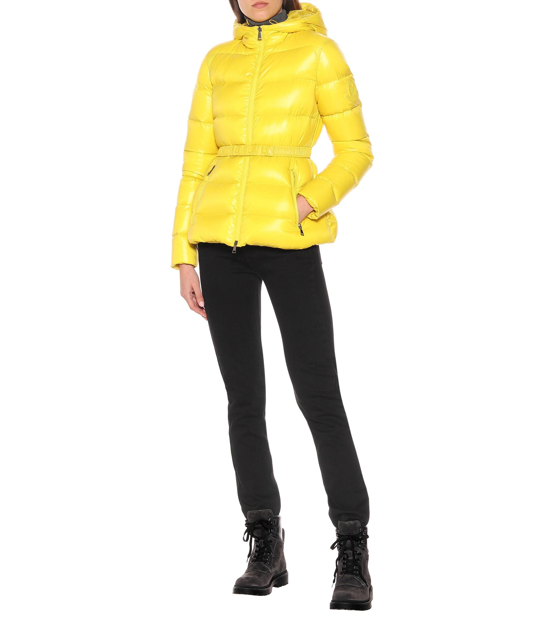 yellow moncler puffer jacket